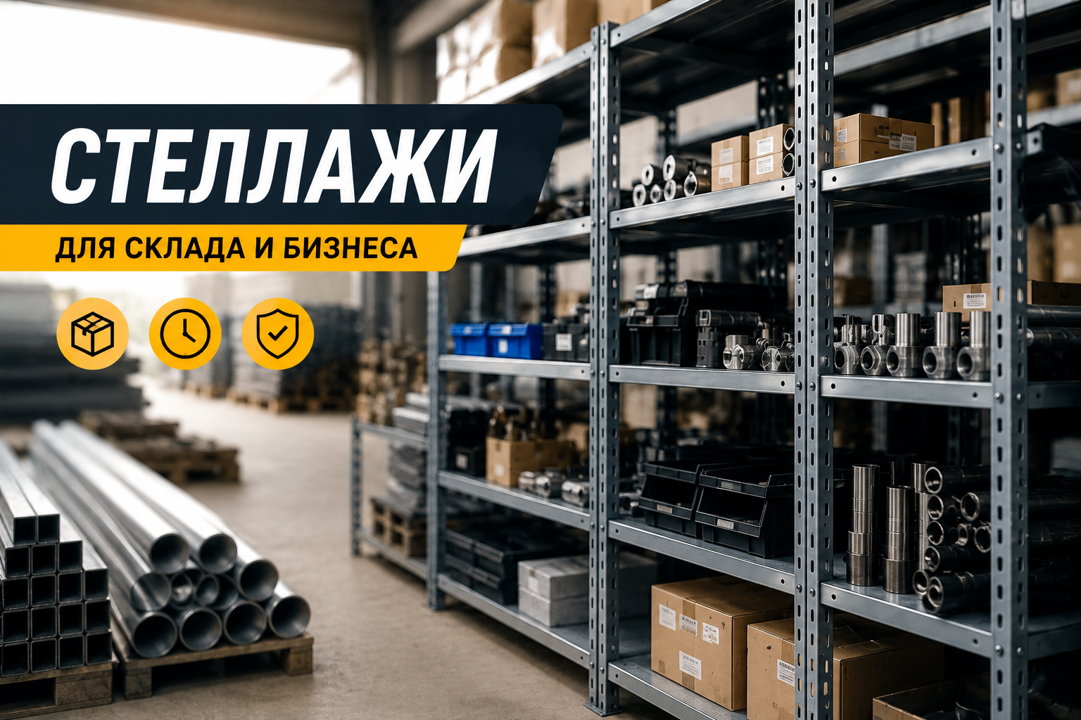 Металлические стеллажи для склада, магазина и производства