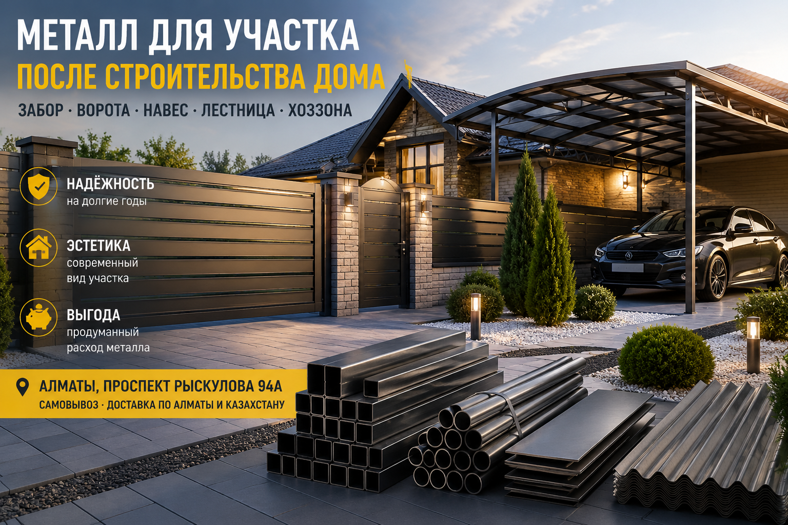 Металл для участка после строительства дома