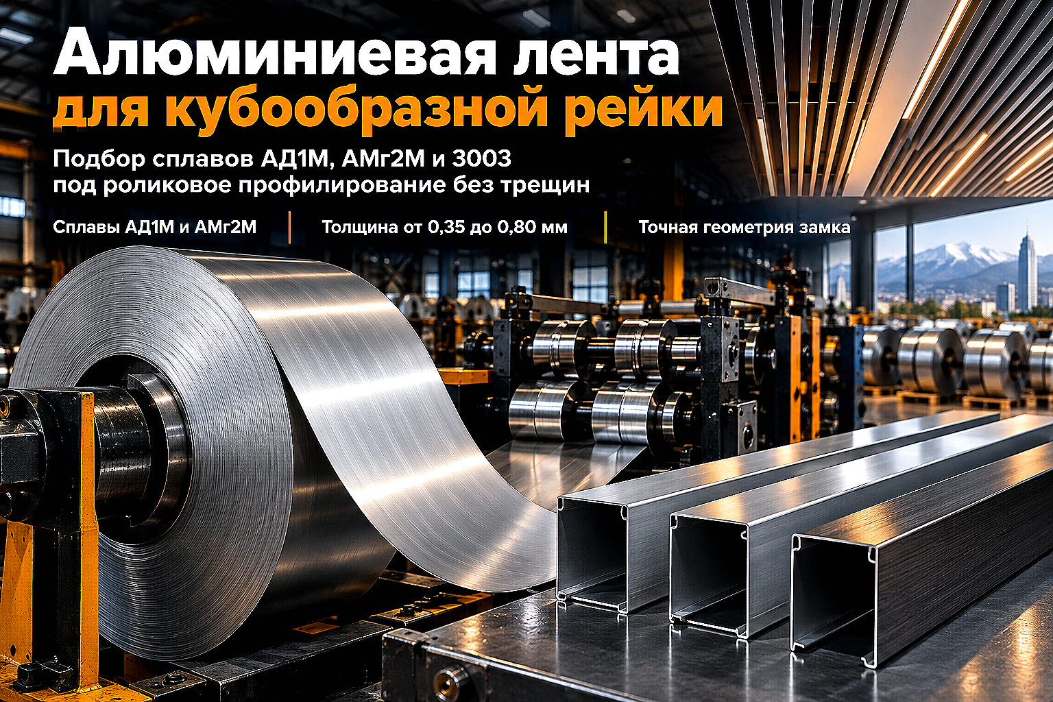 Алюминиевая лента для реечных потолков и кубообразной рейки: выбор сплавов, расчет толщины и профилирование