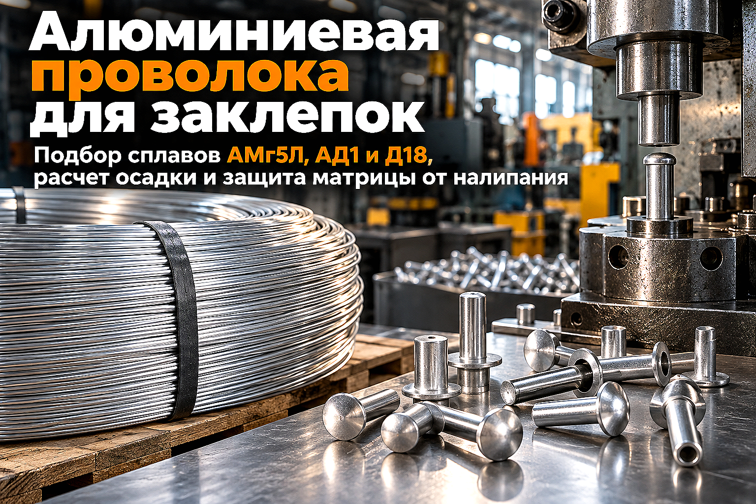 Алюминиевая проволока для холодной высадки заклепок: выбор сплавов АМг5П, АД1 и Д18, расчет осадки и штамповка