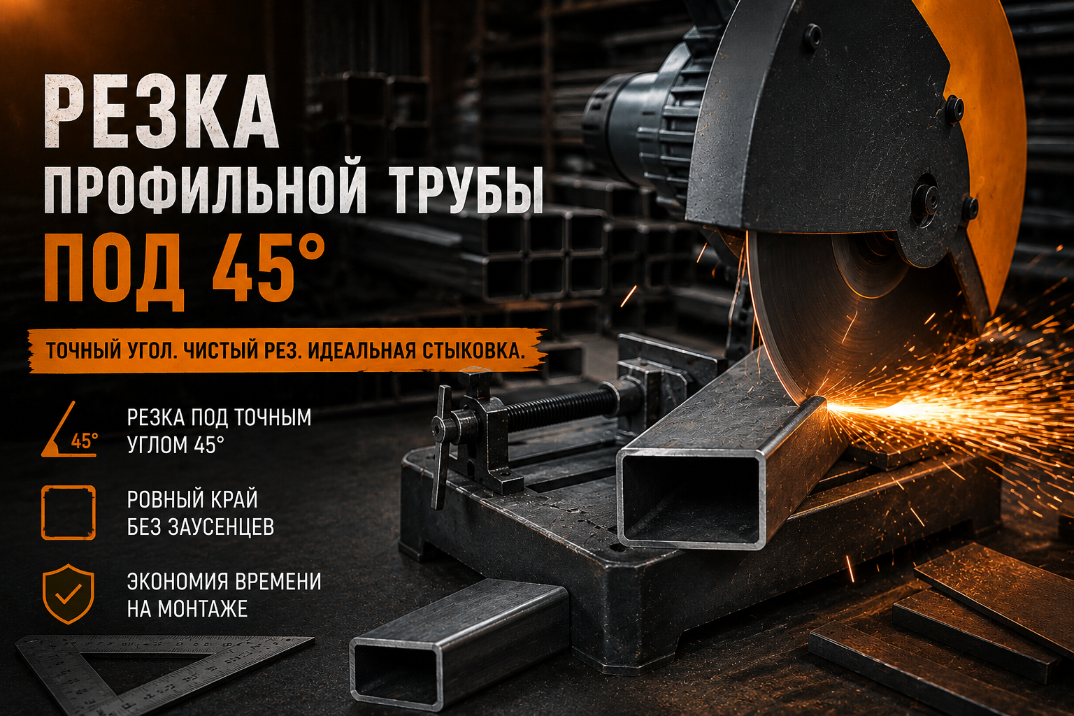 Резка профильной трубы под 45 градусов: как подготовить детали для рам, ворот и навесов