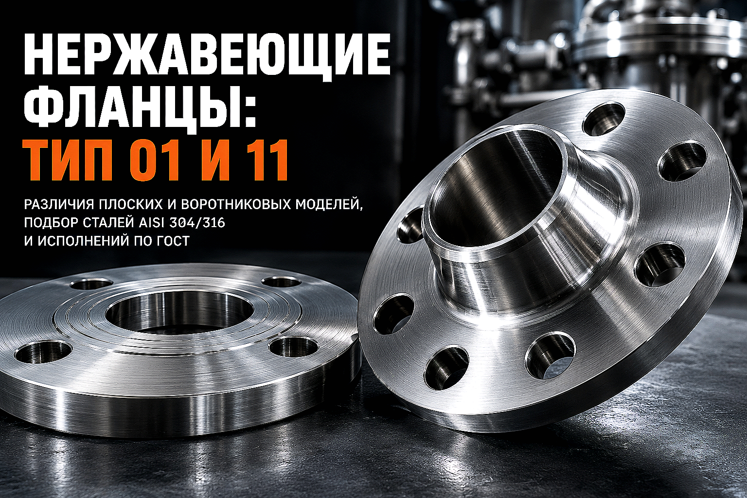 Фланцы нержавеющие воротниковые и плоские: выбор марки стали, исполнений уплотнений и правила монтажа