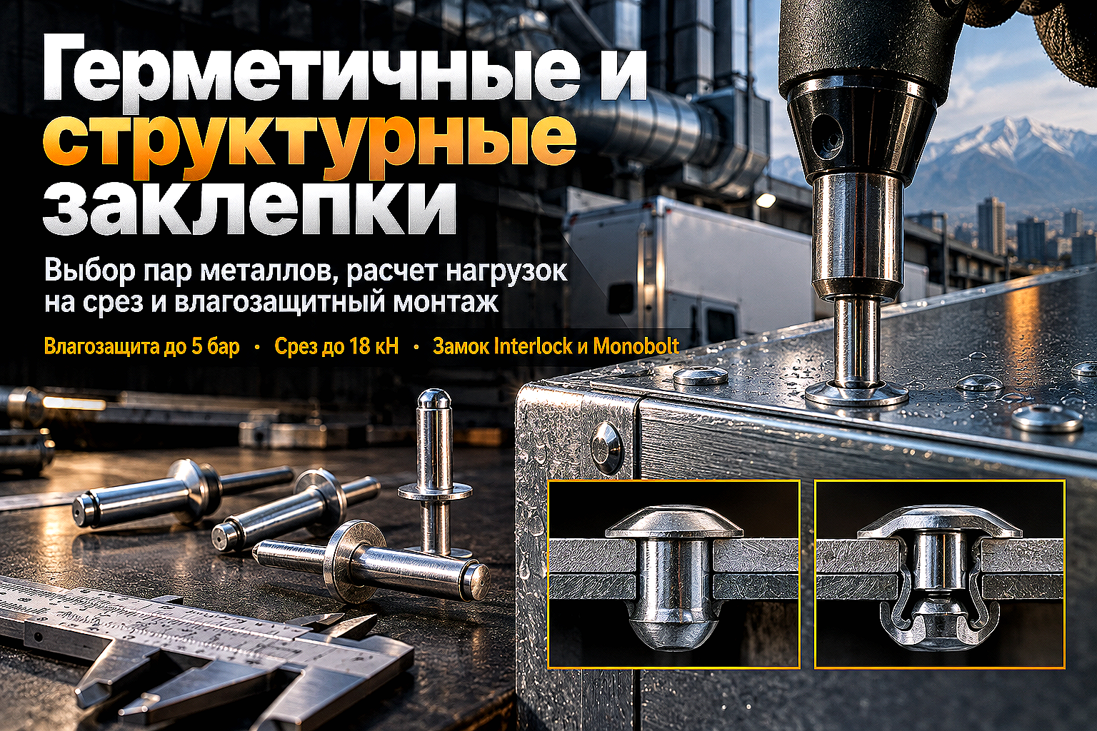 Герметичные и структурные вытяжные заклепки: выбор материалов, расчет на срез и монтаж без протечек