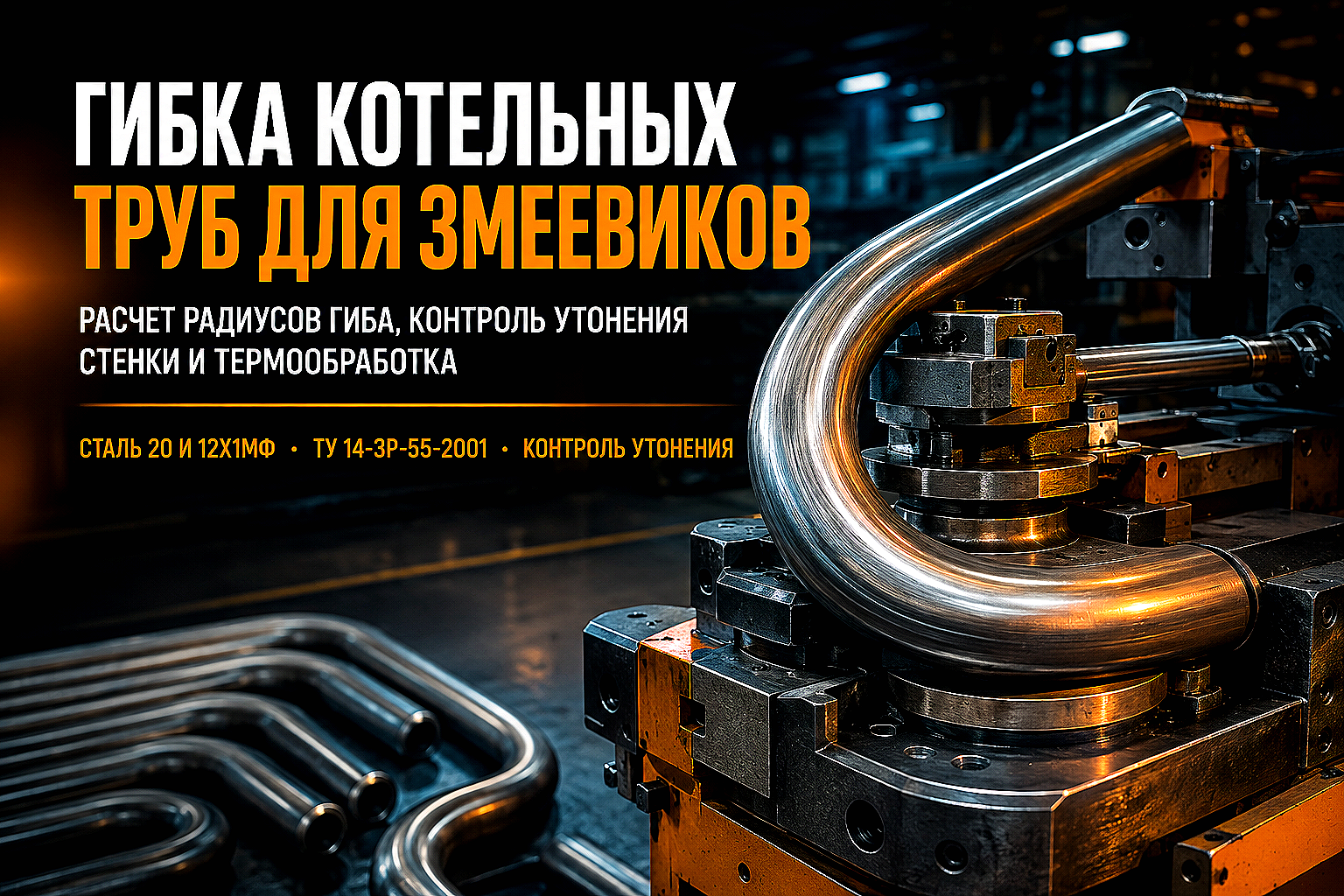Гибка котельных труб для змеевиков: расчет радиусов, контроль утонения стенки и термообработка