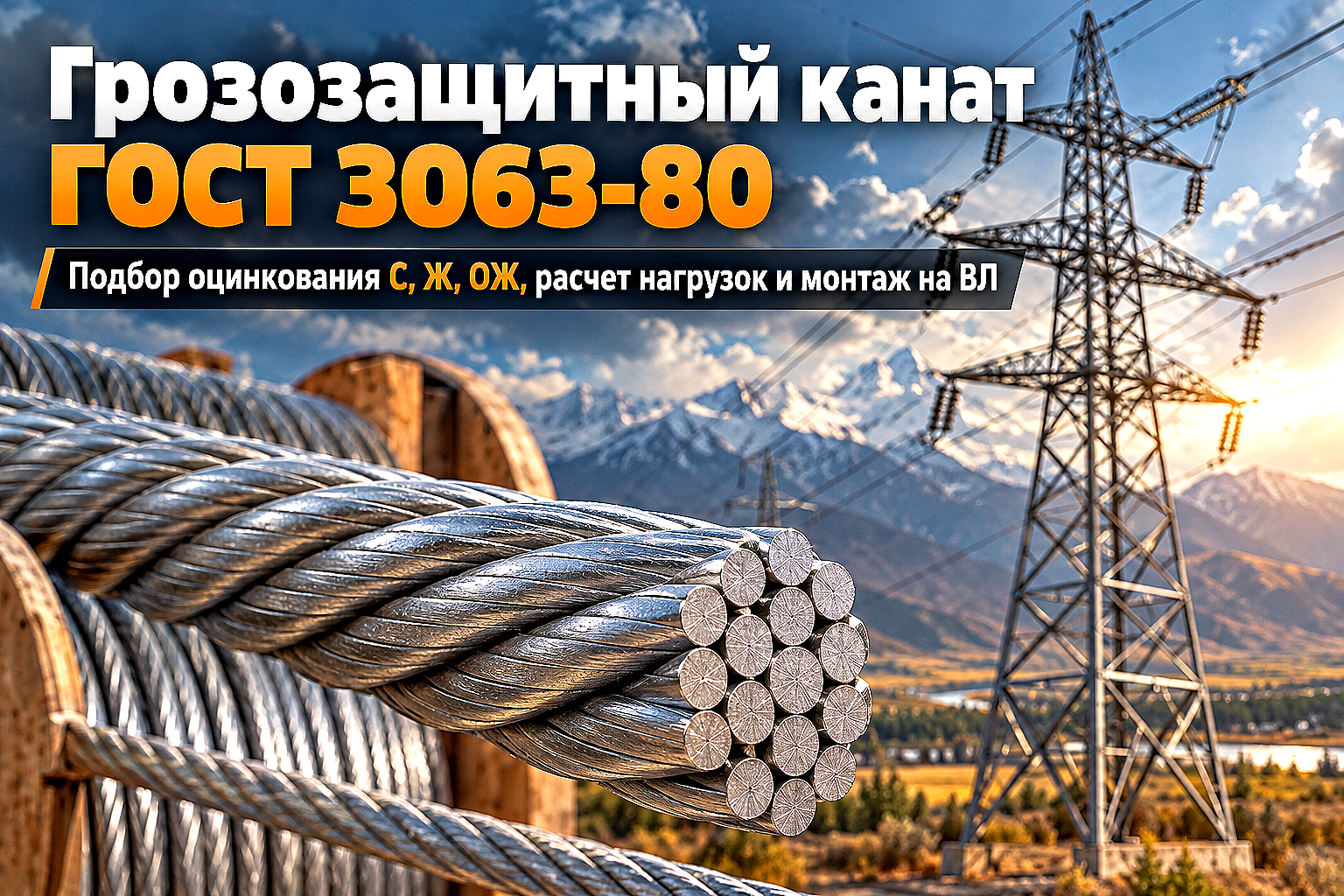 Грозозащитный трос и канат одинарной свивки ГОСТ 3063-80: выбор оцинкования, расчет нагрузок и монтаж