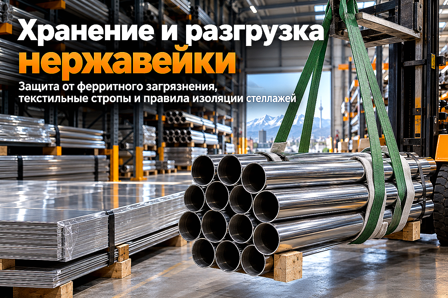 Хранение и разгрузка нержавеющего металлопроката: защита от ферритного загрязнения, правила строповки и складской учет в Алматы