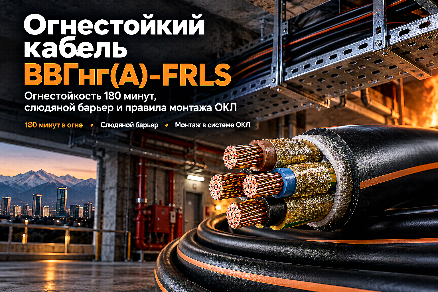 Кабель огнестойкий ВВГнг(А)-FRLS: выбор сечений, огнестойкость 180 минут и требования норм в Казахстане