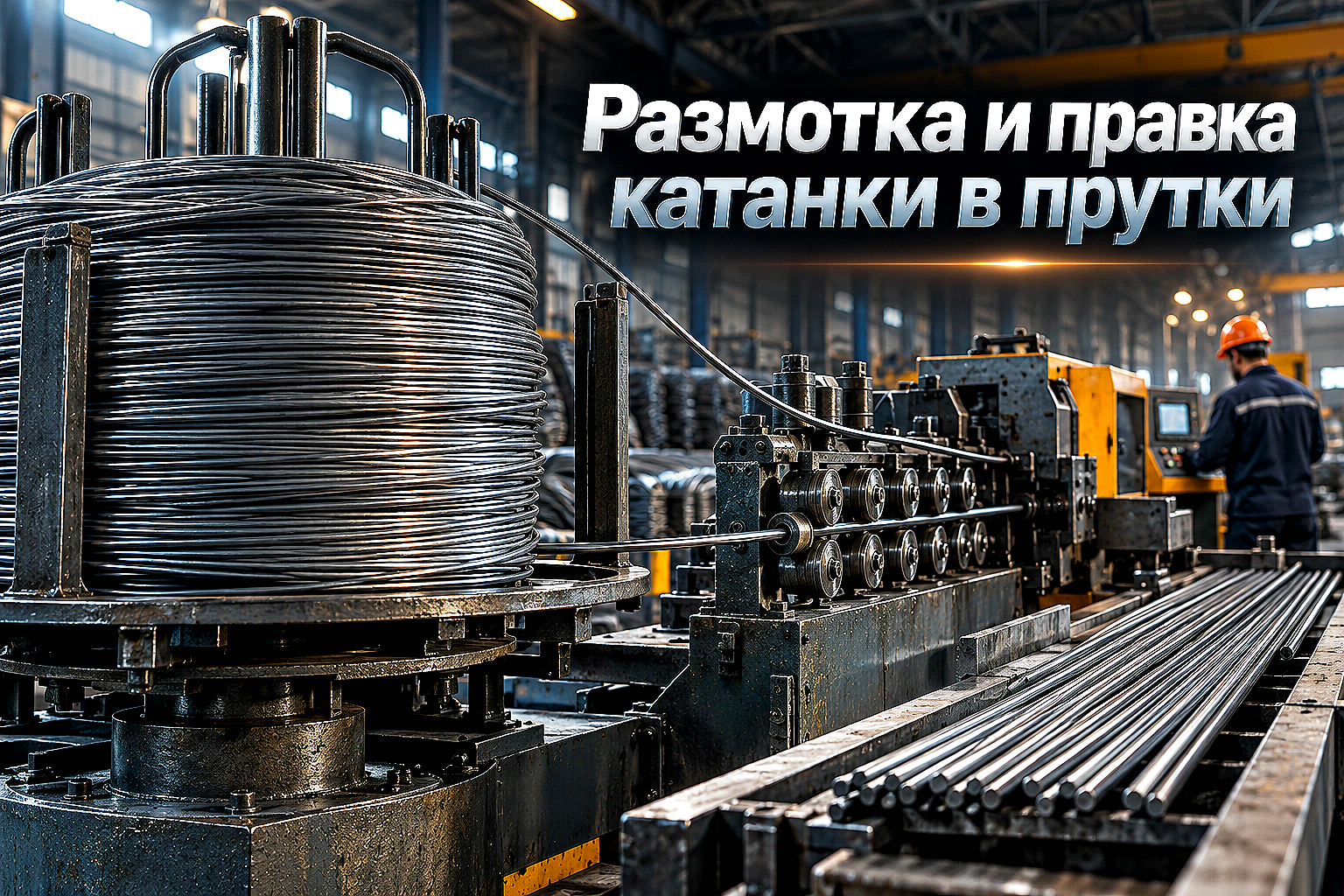 Катанка стальная в бухтах: технология размотки, правка на правильно-отрезных станках и раскрой в прутки