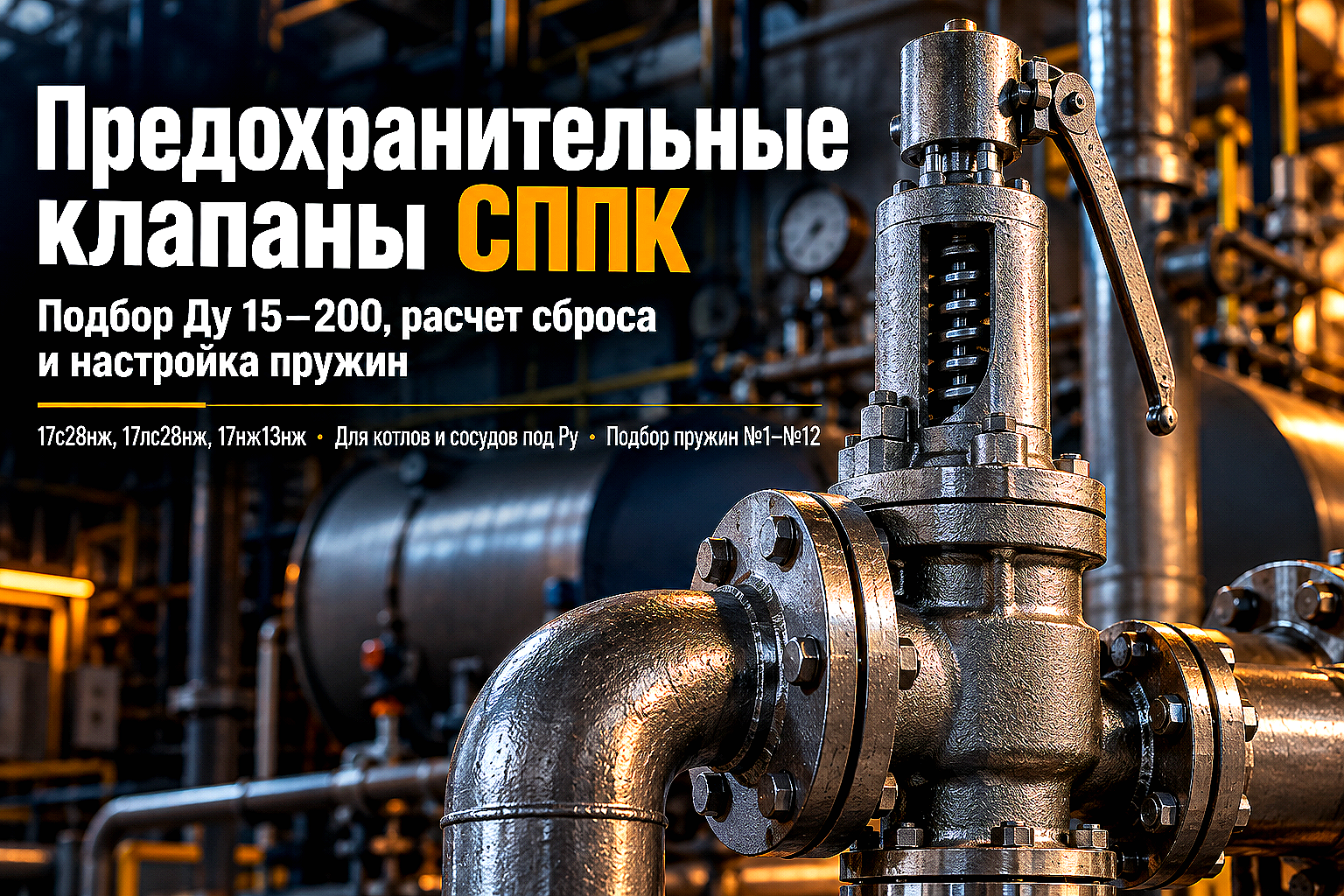 Предохранительные пружинные клапаны СППК: выбор Ду 15–200, расчет пропускной способности и правила монтажа