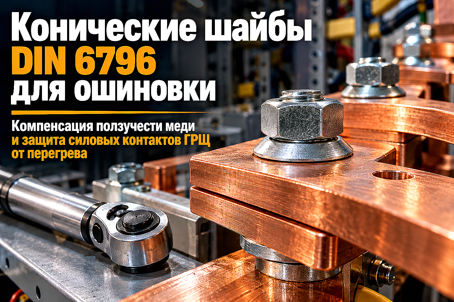 Конические пружинные шайбы DIN 6796 для ошиновки электрощитов: выбор, расчет затяжки и защита от перегрева контактов