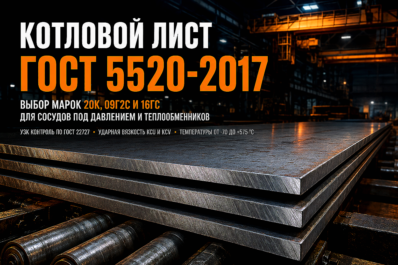 Котловой лист ГОСТ 5520-2017: выбор марок 20К, 09Г2С и 16ГС для сосудов под давлением