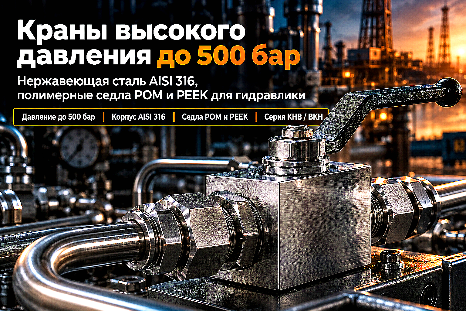 Кран шаровой нержавеющий высокого давления (до 350–500 бар): выбор стали AISI 316, уплотнений и монтаж в гидравлике