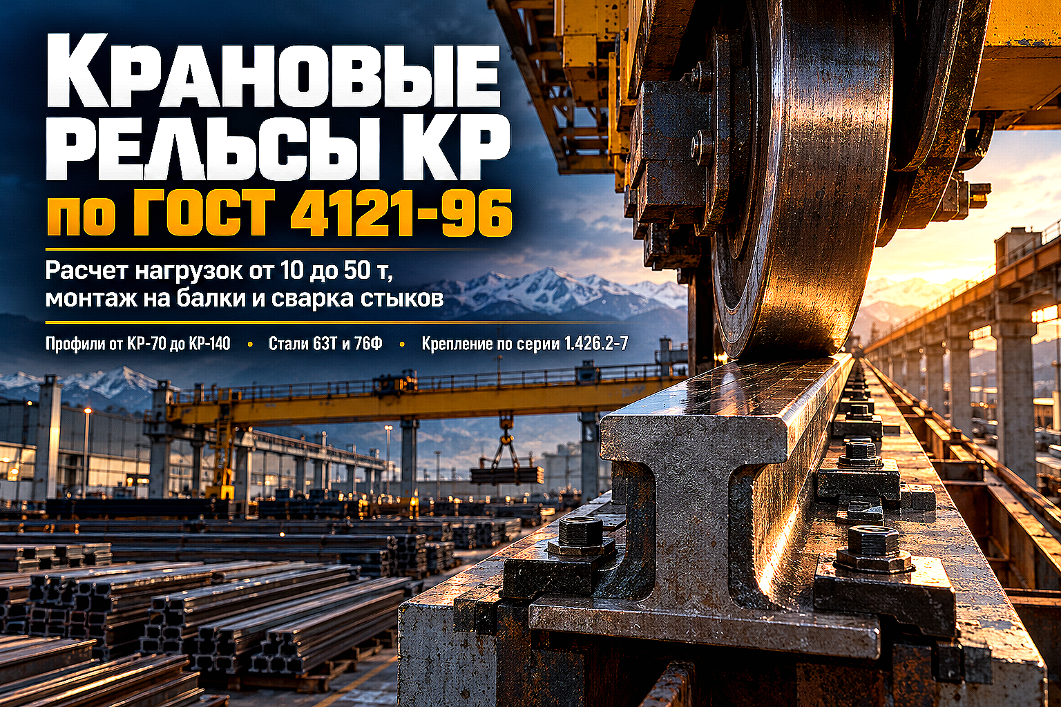 Крановые рельсы КР-70, КР-80, КР-100 по ГОСТ 4121-96: выбор профиля, расчет нагрузок и монтаж подкрановых путей
