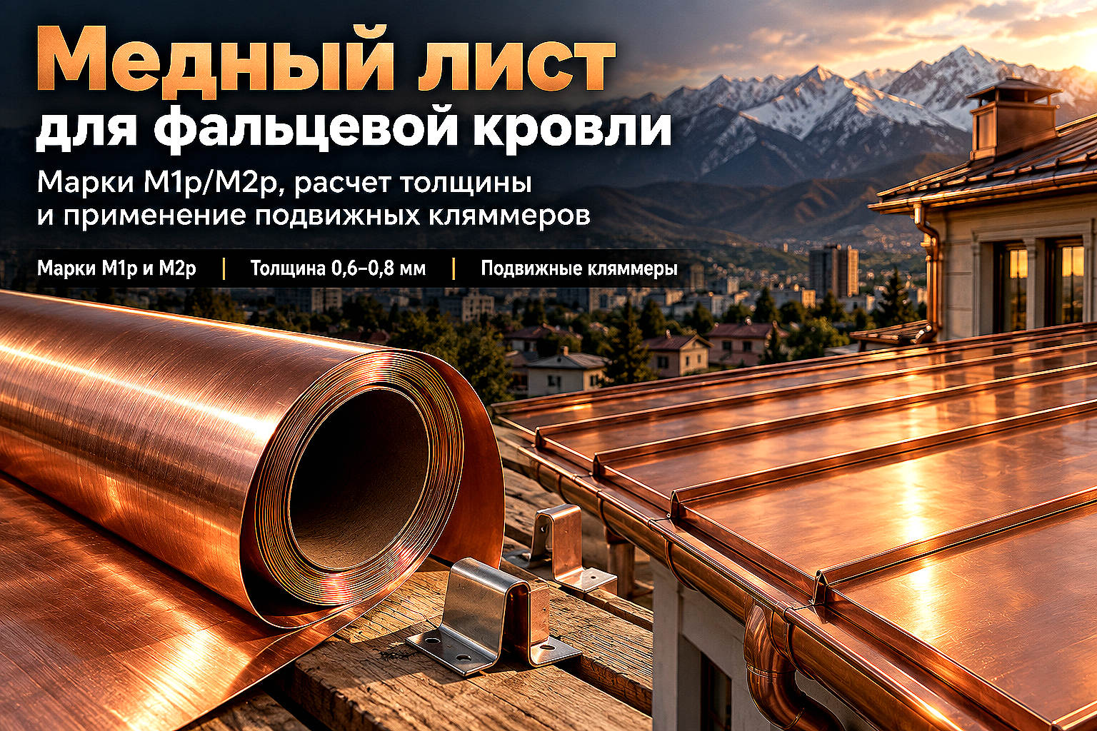 Кровельный медный лист: выбор марок М1р/М2р, расчет толщины и монтаж фальцевой кровли