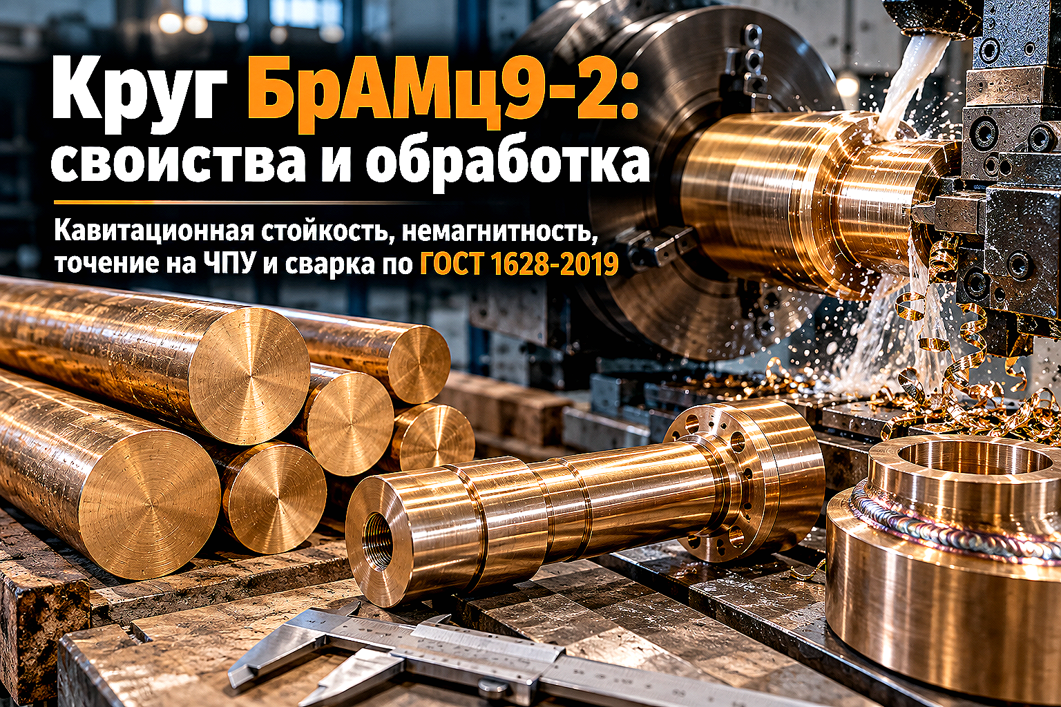 Круг бронзовый БрАМц9-2: выбор немагнитного сплава, расчет нагрузок, точение на ЧПУ и сварка