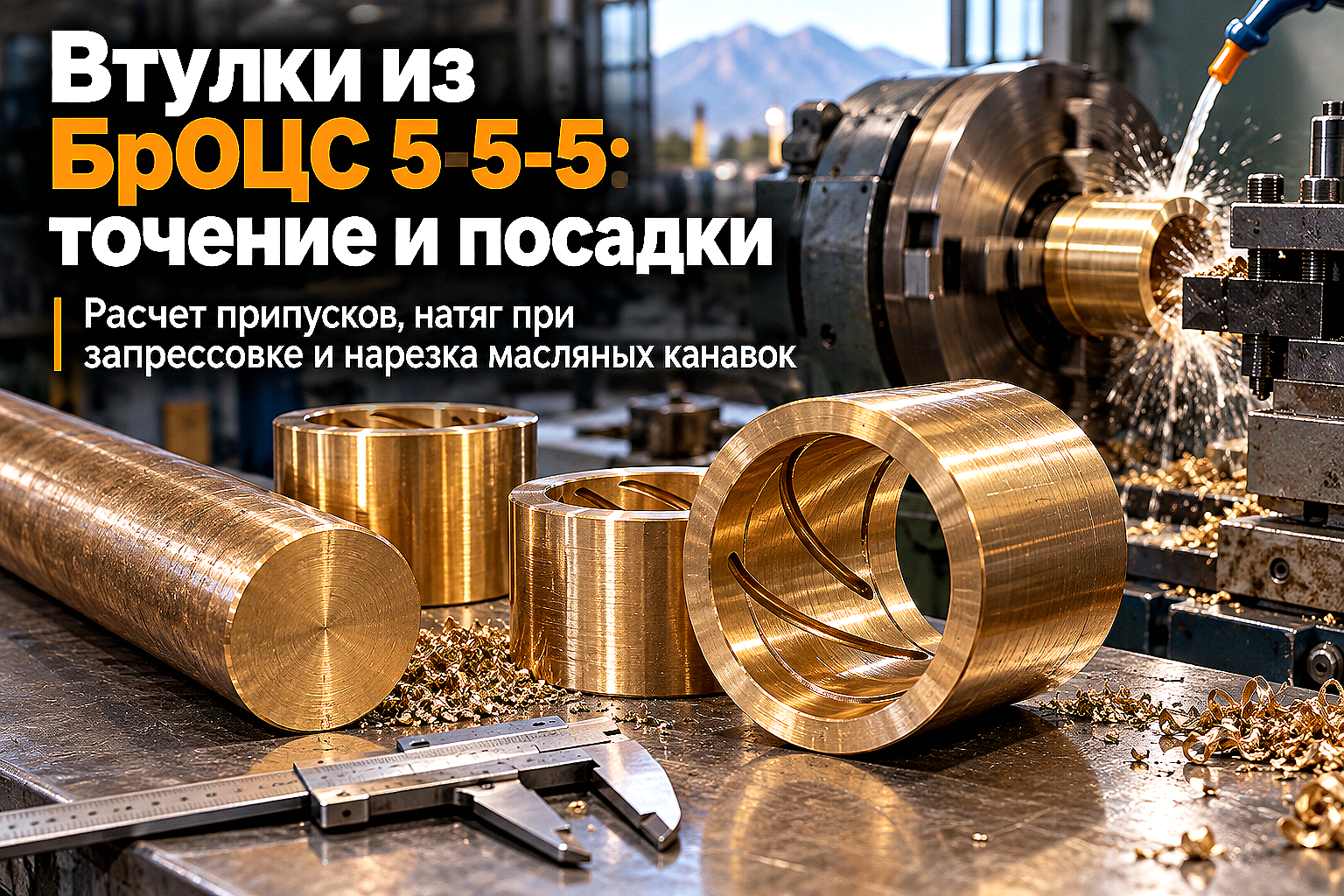 Бронзовый круг БрОЦС 5-5-5 для втулок скольжения: расчет припусков, посадки с натягом и токарная обработка