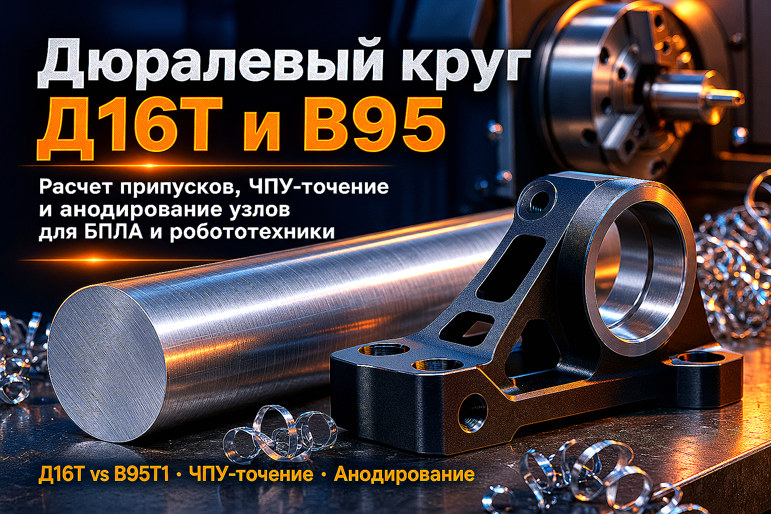 Круг дюралюминиевый Д16Т и В95 для робототехники, дронов и приборостроения: выбор диаметра, расчет и ЧПУ-точение