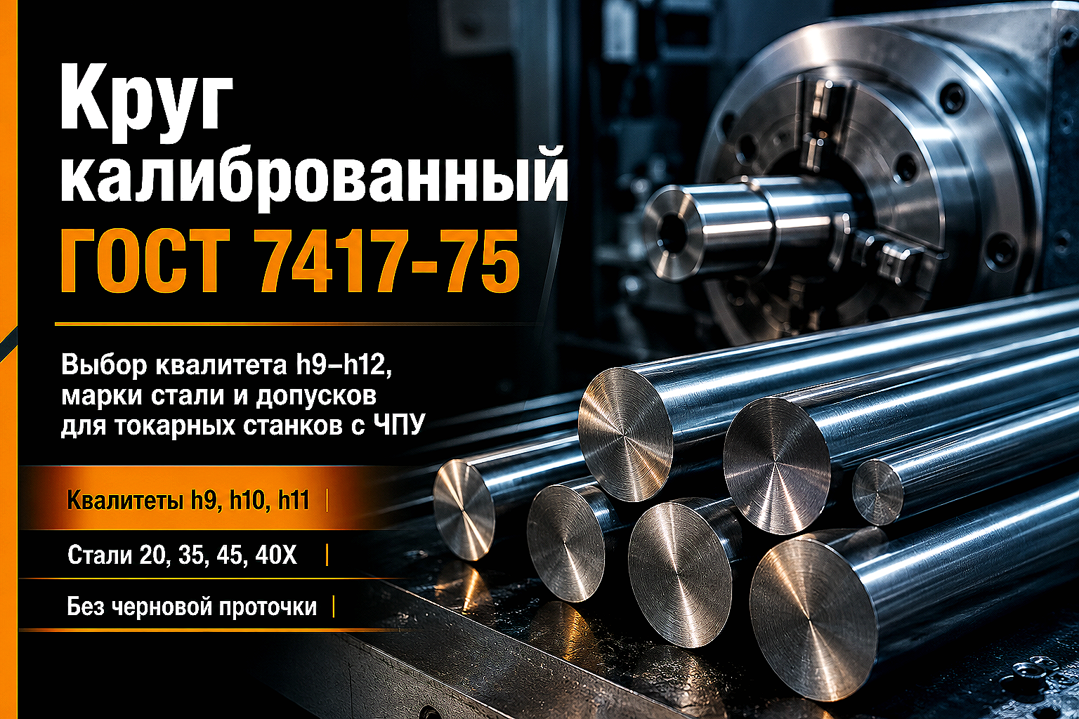 Круг калиброванный ГОСТ 7417-75: как выбрать марку стали, квалитет и допуски для токарной обработки
