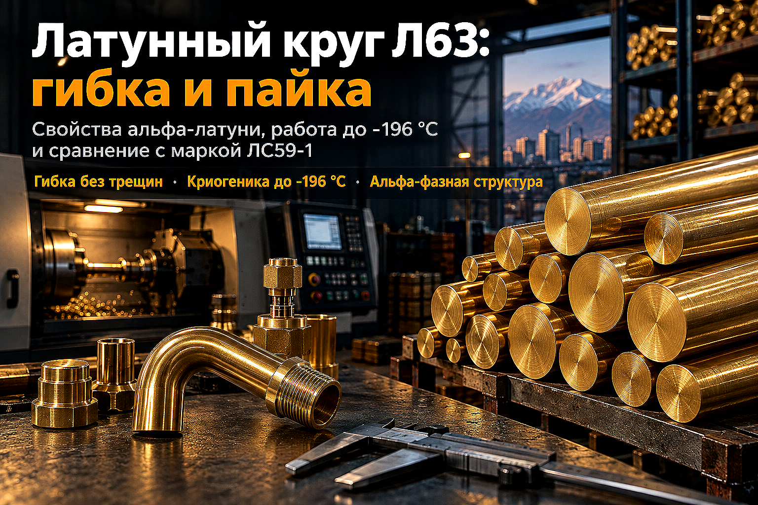 Круг латунный Л63: свойства сплава, гибка, пайка и применение в газовой и криогенной арматуре