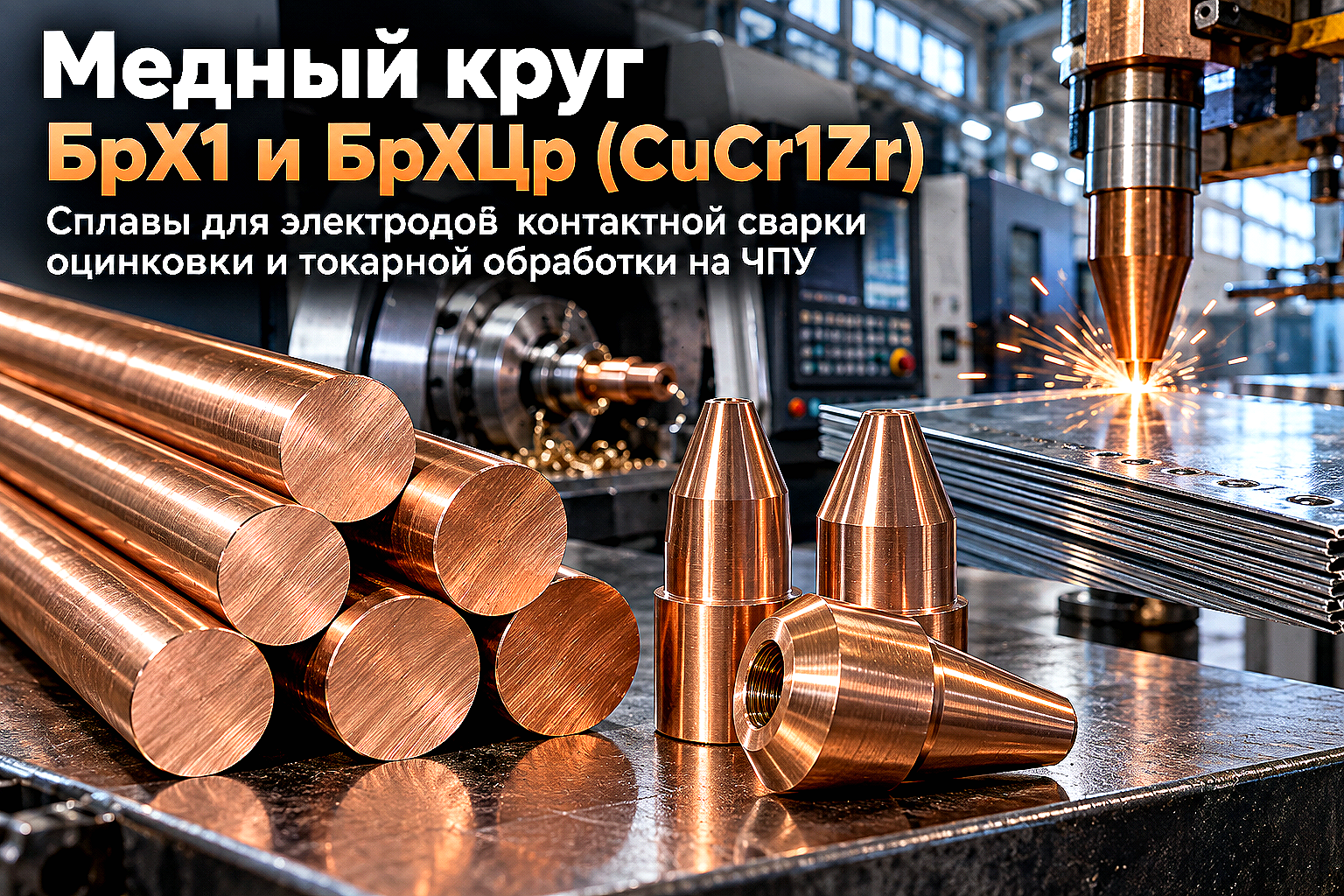 Круг медный БрХ1 и БрХЦр (CuCr1Zr): выбор сплава для электродов контактной сварки, коллекторов и точение