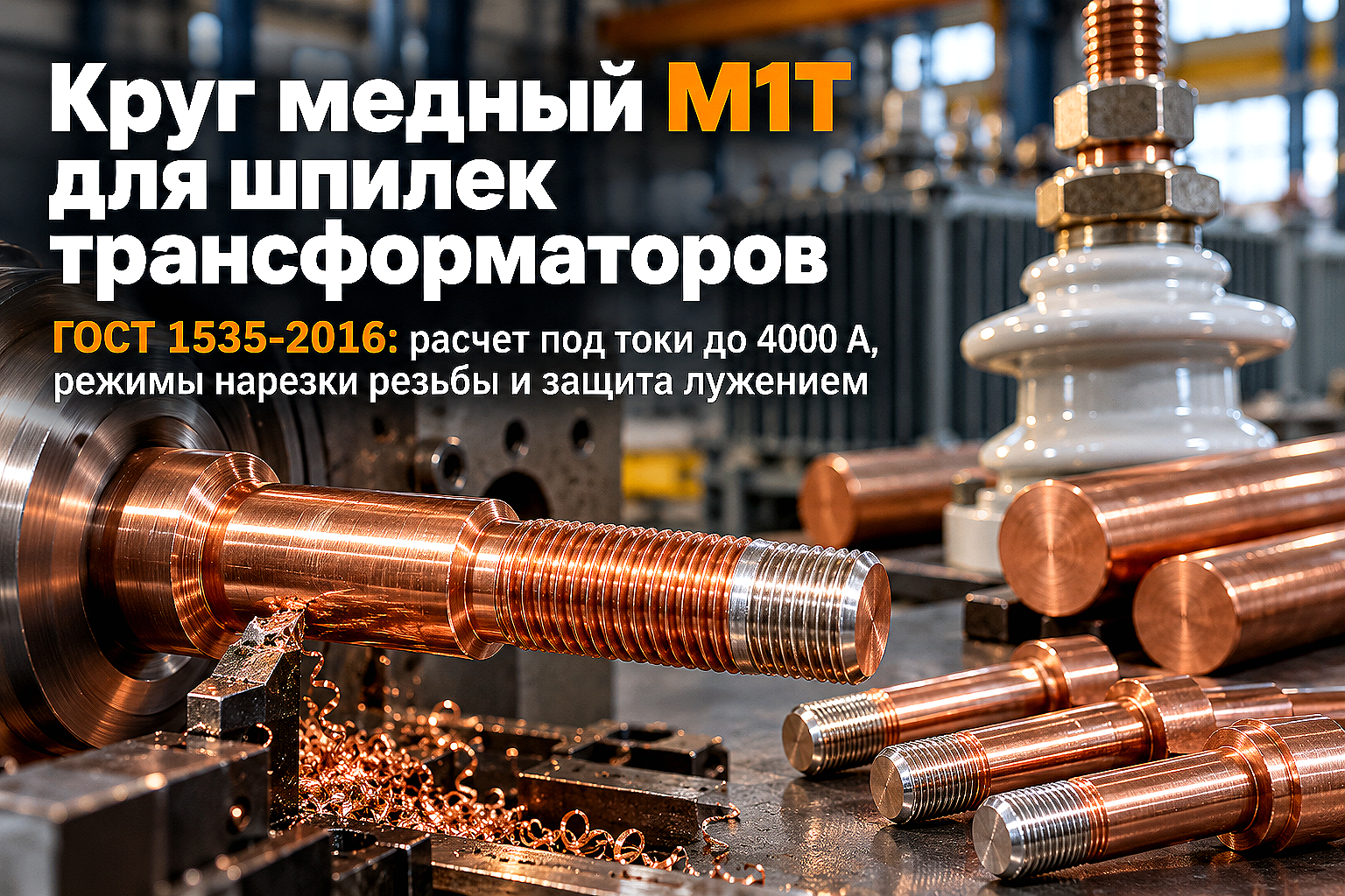 Круг медный М1Т для токоведущих шпилек трансформаторов и КРУ: расчет токов, нарезка резьбы и лужение