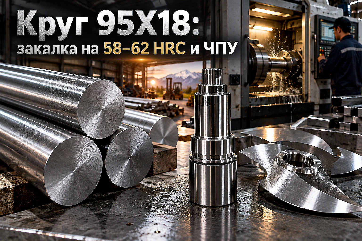 Круг нержавеющий 95Х18: выбор прутка, термообработка на 58–62 HRC, точение и шлифование деталей