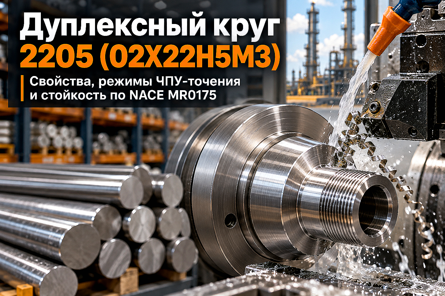 Круг нержавеющий дуплексный 2205 (02Х22Н5М3): свойства, точение на ЧПУ и применение