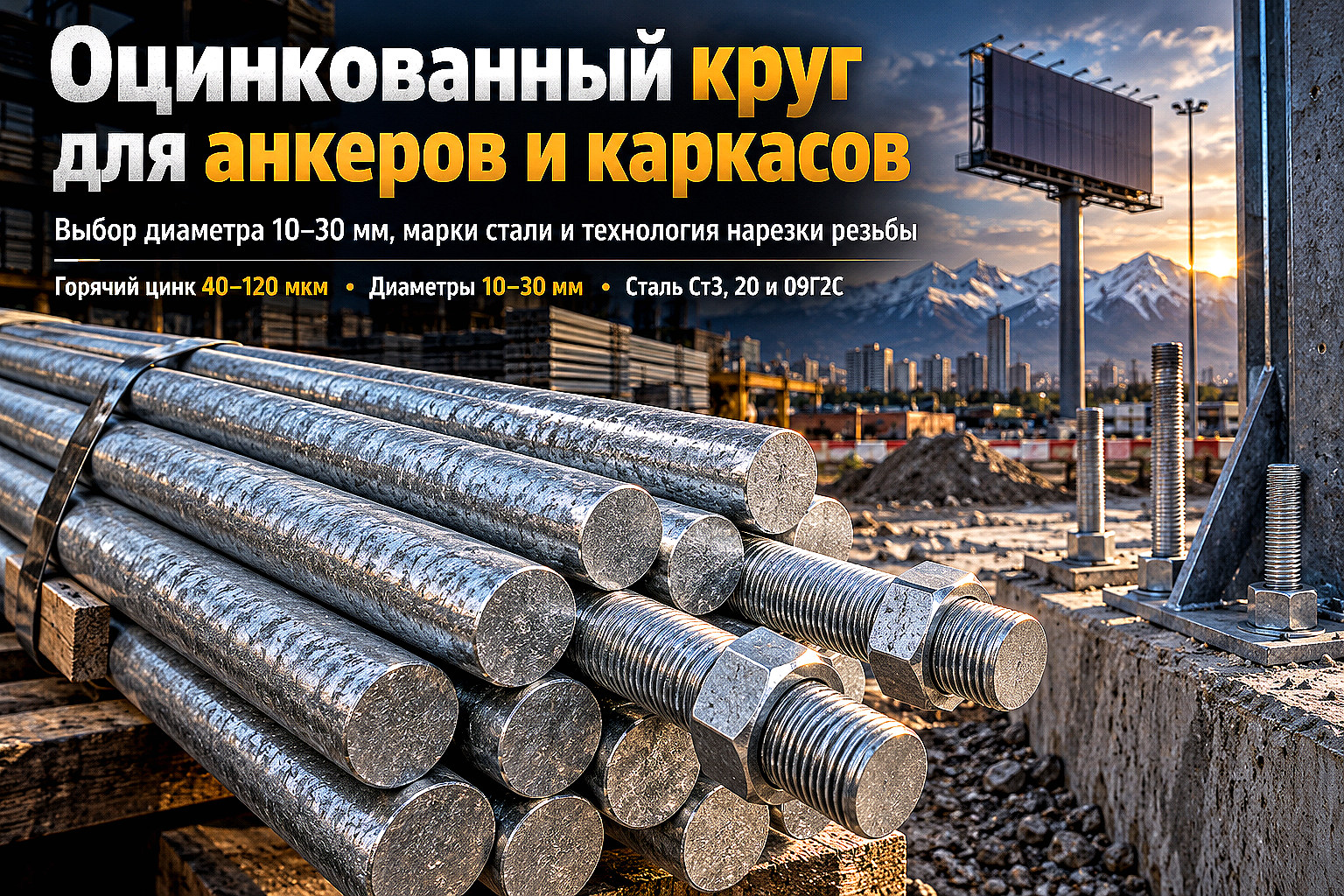 Круг оцинкованный для анкерных тяг, резьбовых шпилек и каркасов: выбор диаметра, цинкование и монтаж