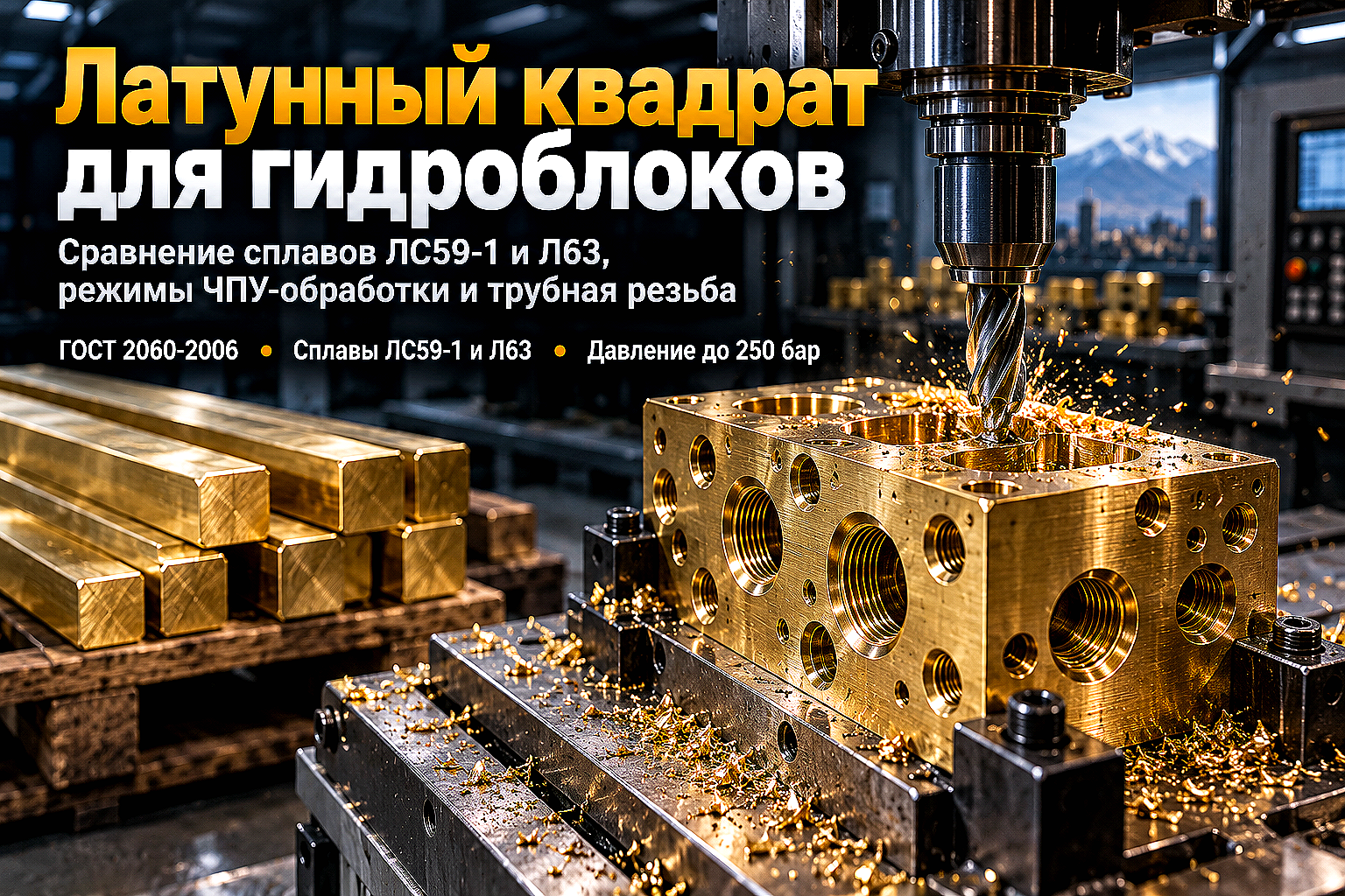 Квадрат латунный ЛС59-1 и Л63 для гидравлических блоков и распределителей: выбор сплава, фрезерование и нарезка резьбы