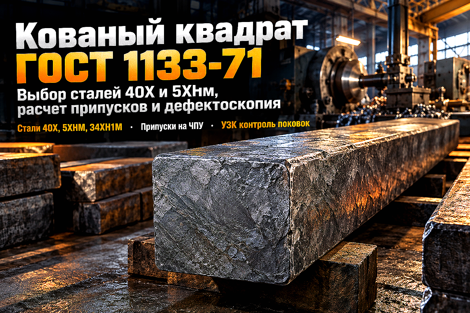 Квадрат стальной кованый ГОСТ 1133-71: выбор легированных сталей, припуски на обработку и применение