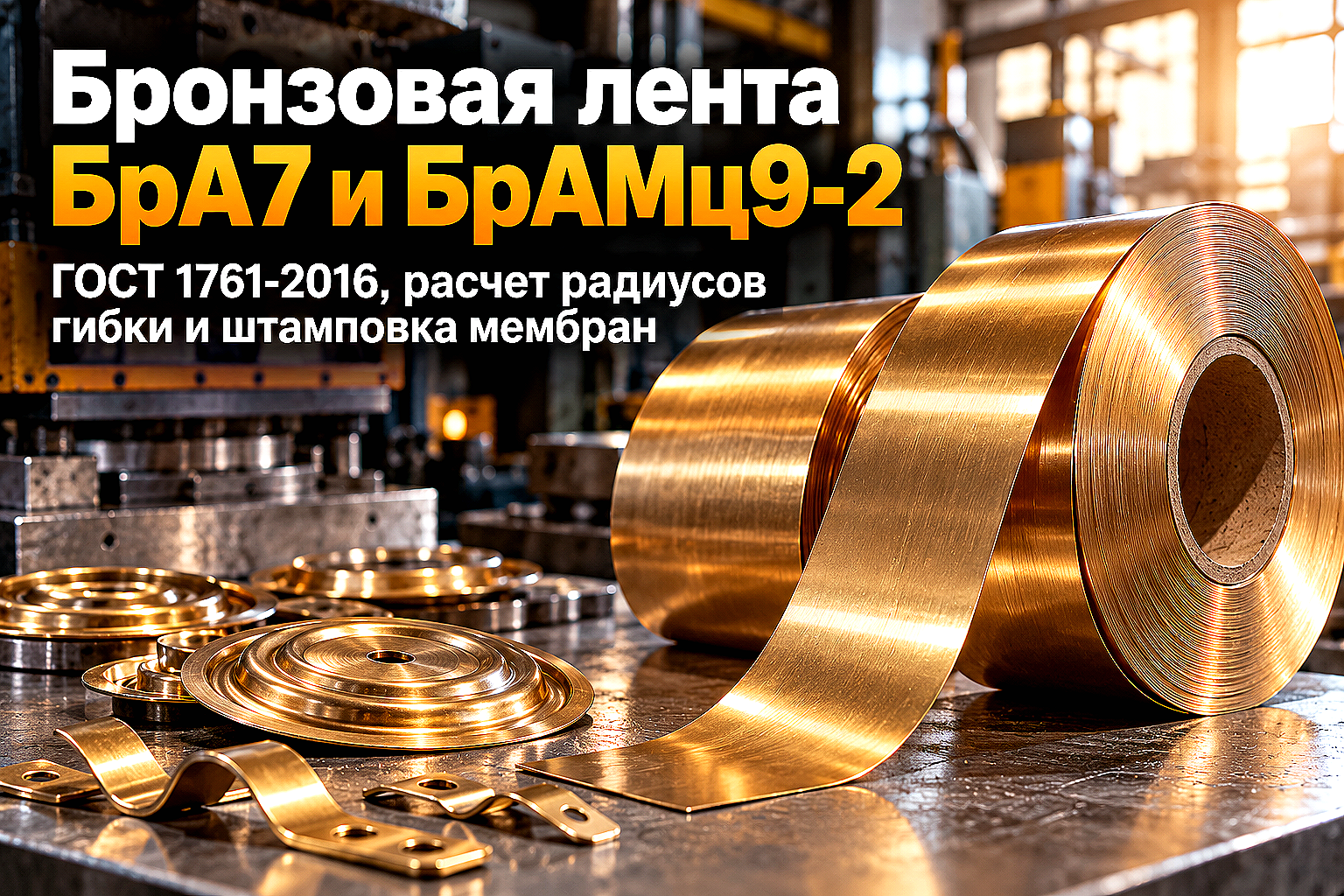 Лента бронзовая БрА7 и БрАМц9-2: выбор сплава, расчет радиусов гибки и штамповка деталей