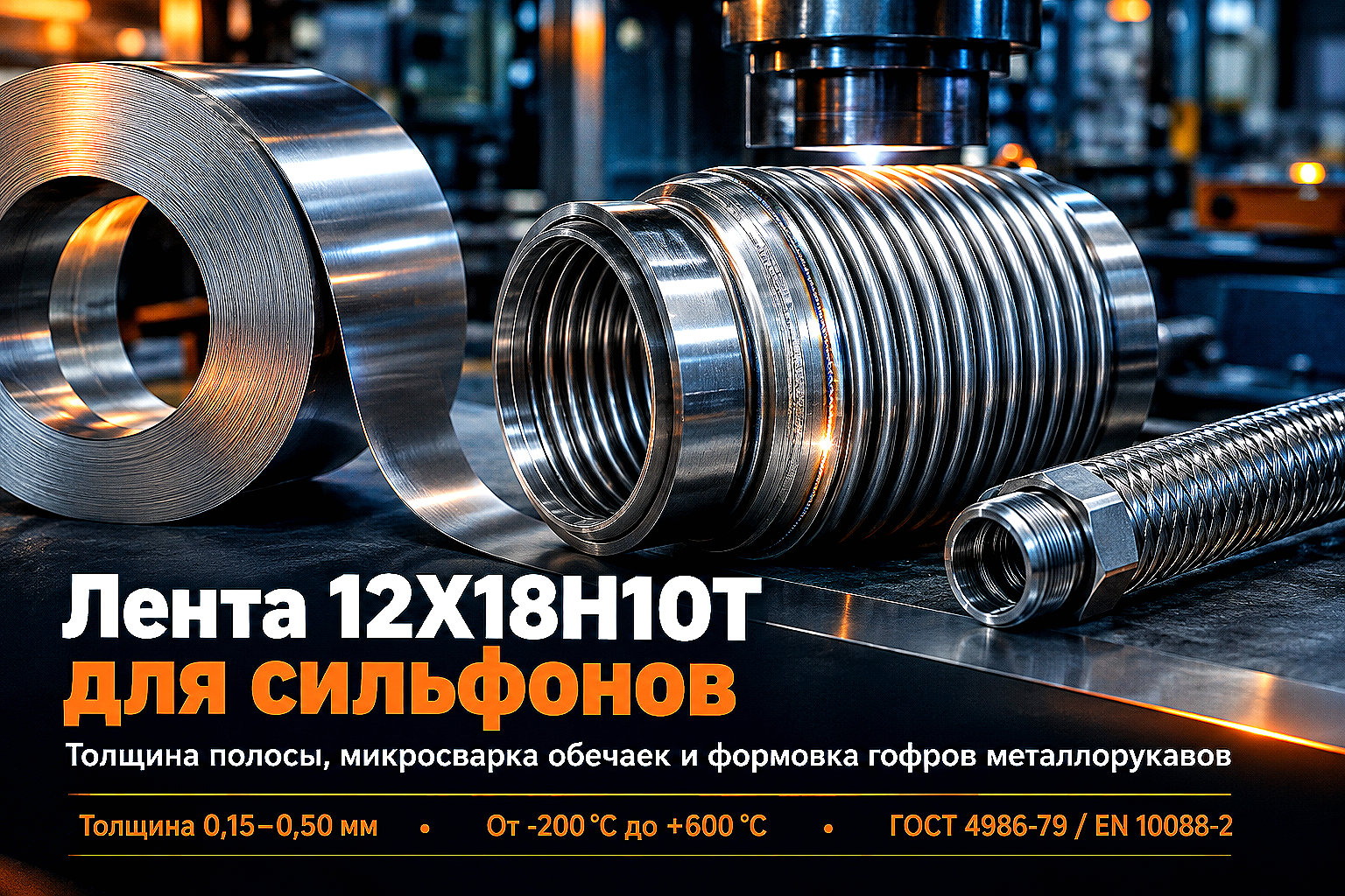 Лента нержавеющая 12Х18Н10Т и AISI 321 для сильфонных компенсаторов: выбор толщины, формовка гофров и микросварка