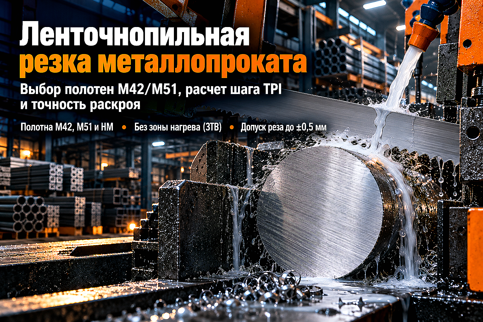 Ленточнопильная резка металлопроката: выбор полотна М42/М51, подбор шага зубьев TPI, допуски и подготовка заказа