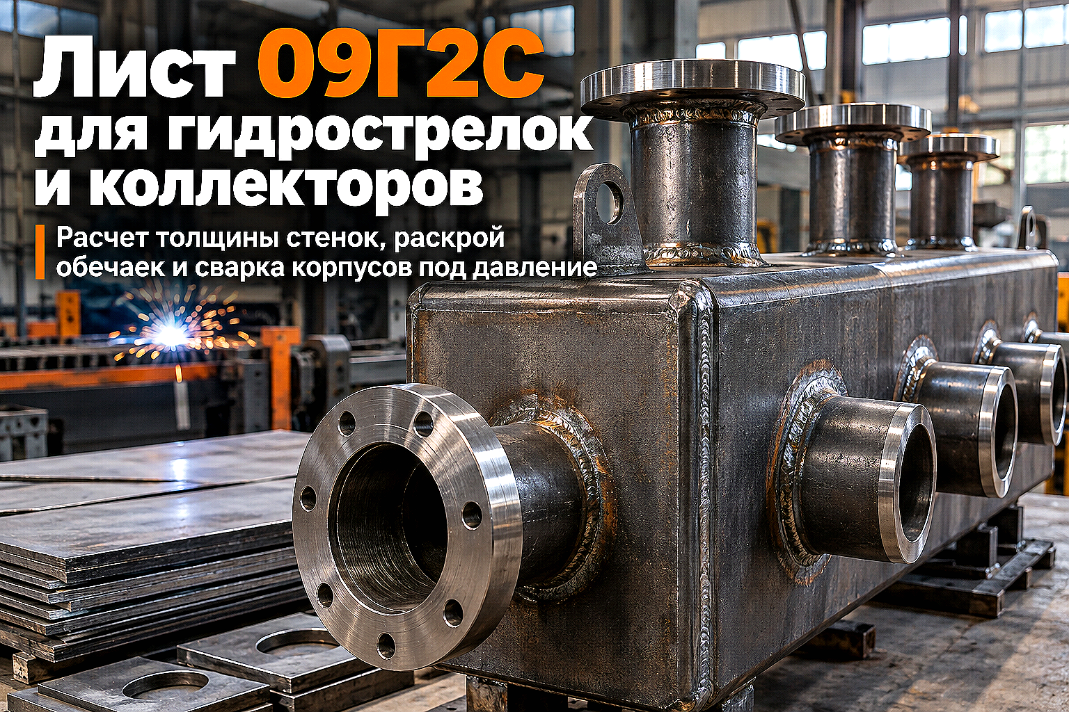 Лист горячекатаный для гидрострелок и распределительных коллекторов котельных: выбор стали 09Г2С, расчет толщины стенок и сварка