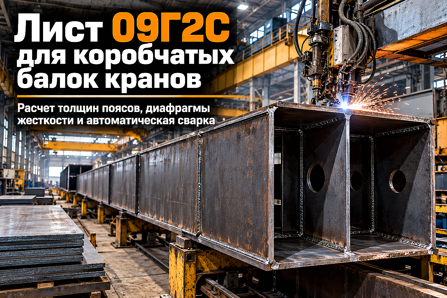 Лист горячекатаный для коробчатых балок мостовых кранов: выбор стали 09Г2С, расчет толщин и сварка