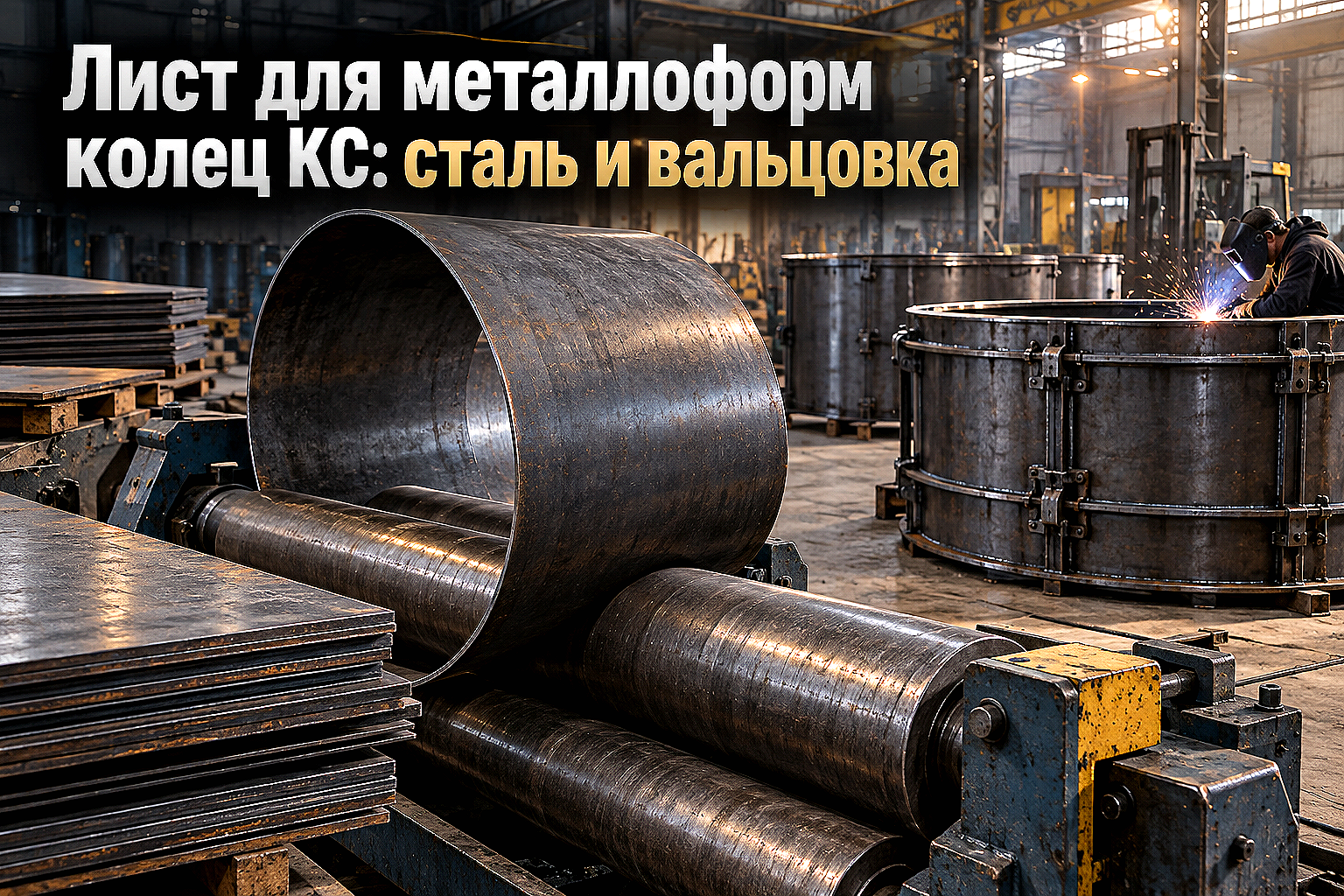 Лист горячекатаный для металлоформ колодезных колец (КС 10.9, КС 15.9, КС 20.9): выбор стали 09Г2С, расчет толщины обечаек и вальцовка