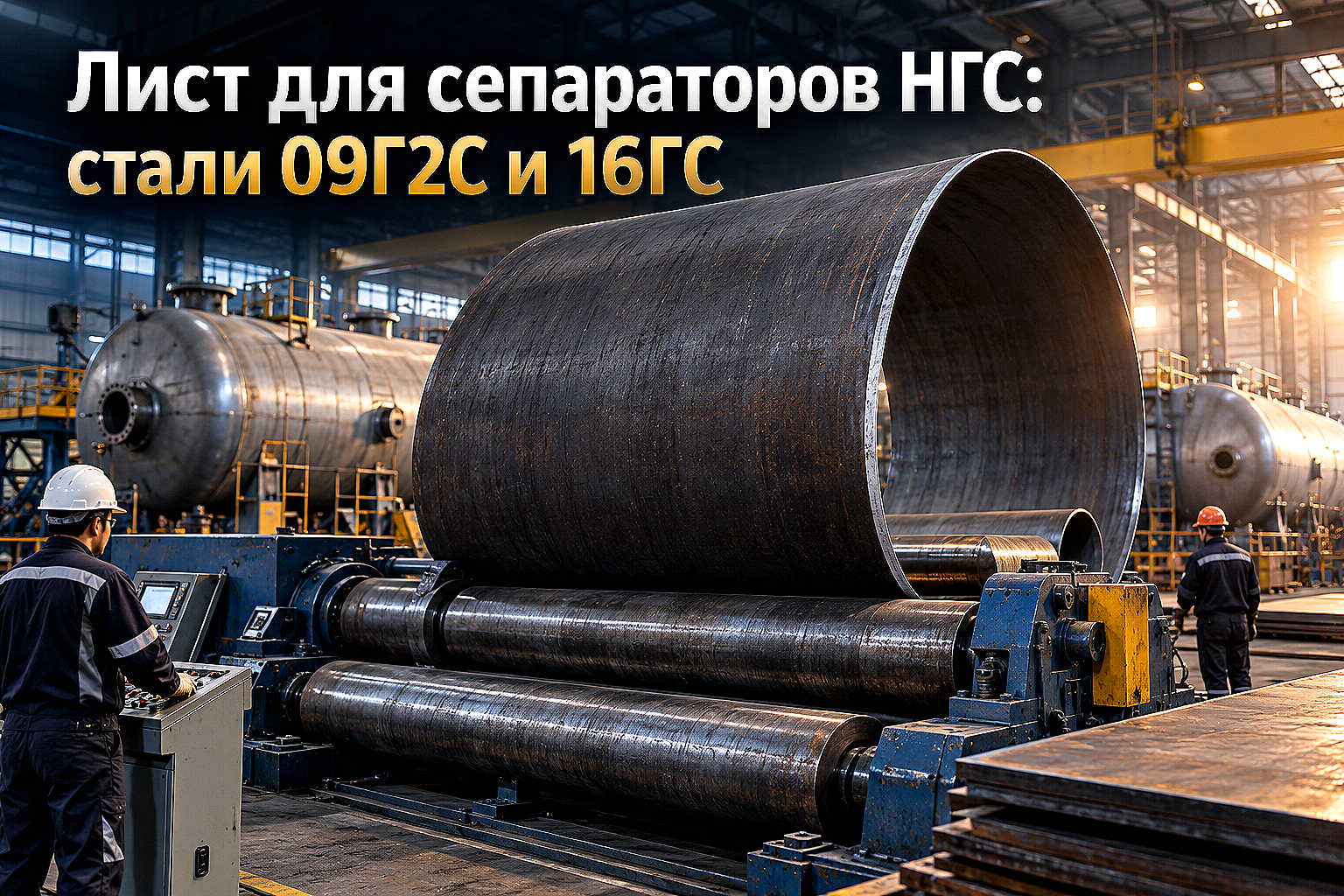 Лист горячекатаный для нефтегазовых сепараторов НГС и факельных емкостей: выбор стали 09Г2С и 16ГС, расчет толщины и вальцовка