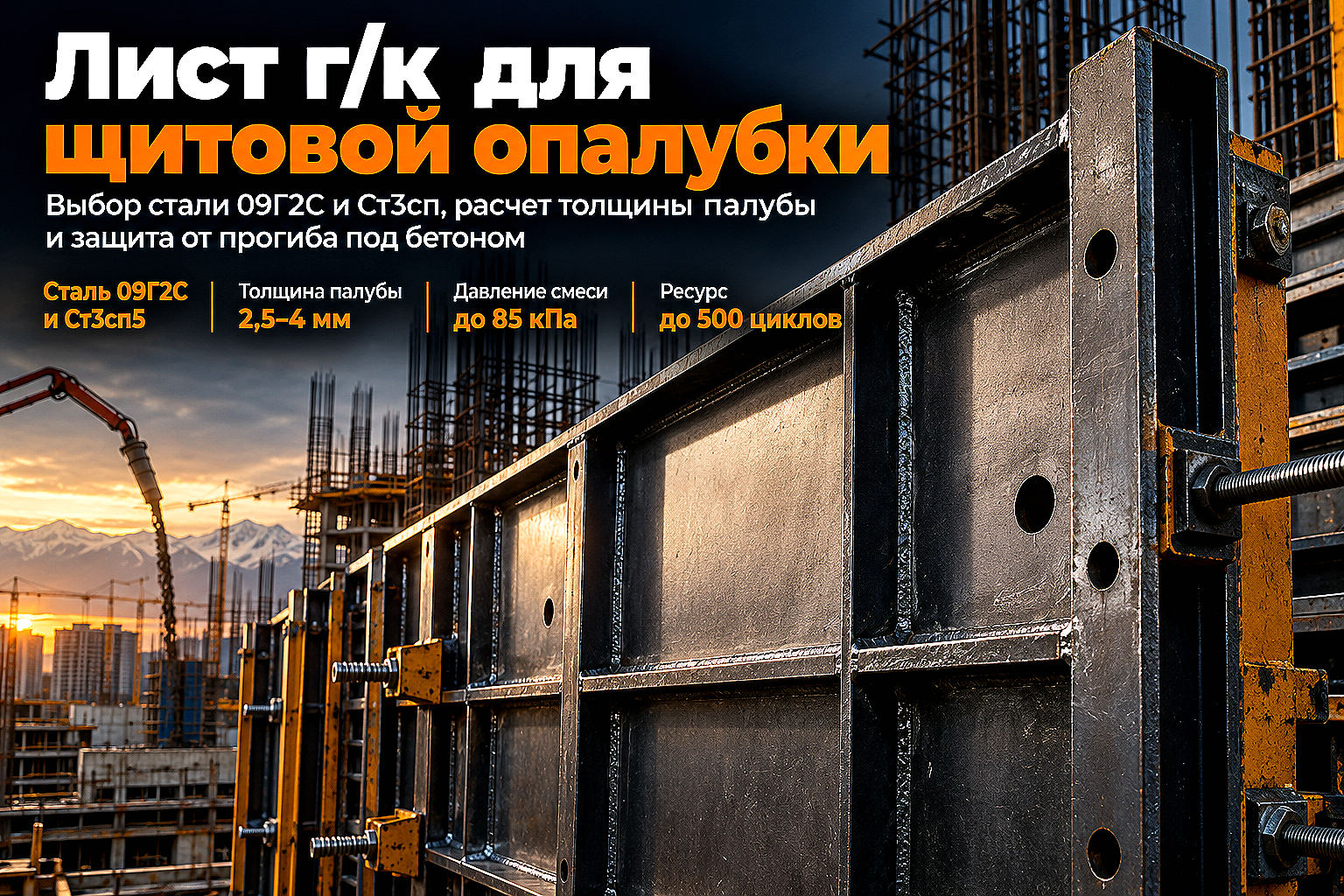 Лист горячекатаный для щитов крупнощитовой опалубки стен и колонн: выбор стали, расчет толщины и защита от прогиба