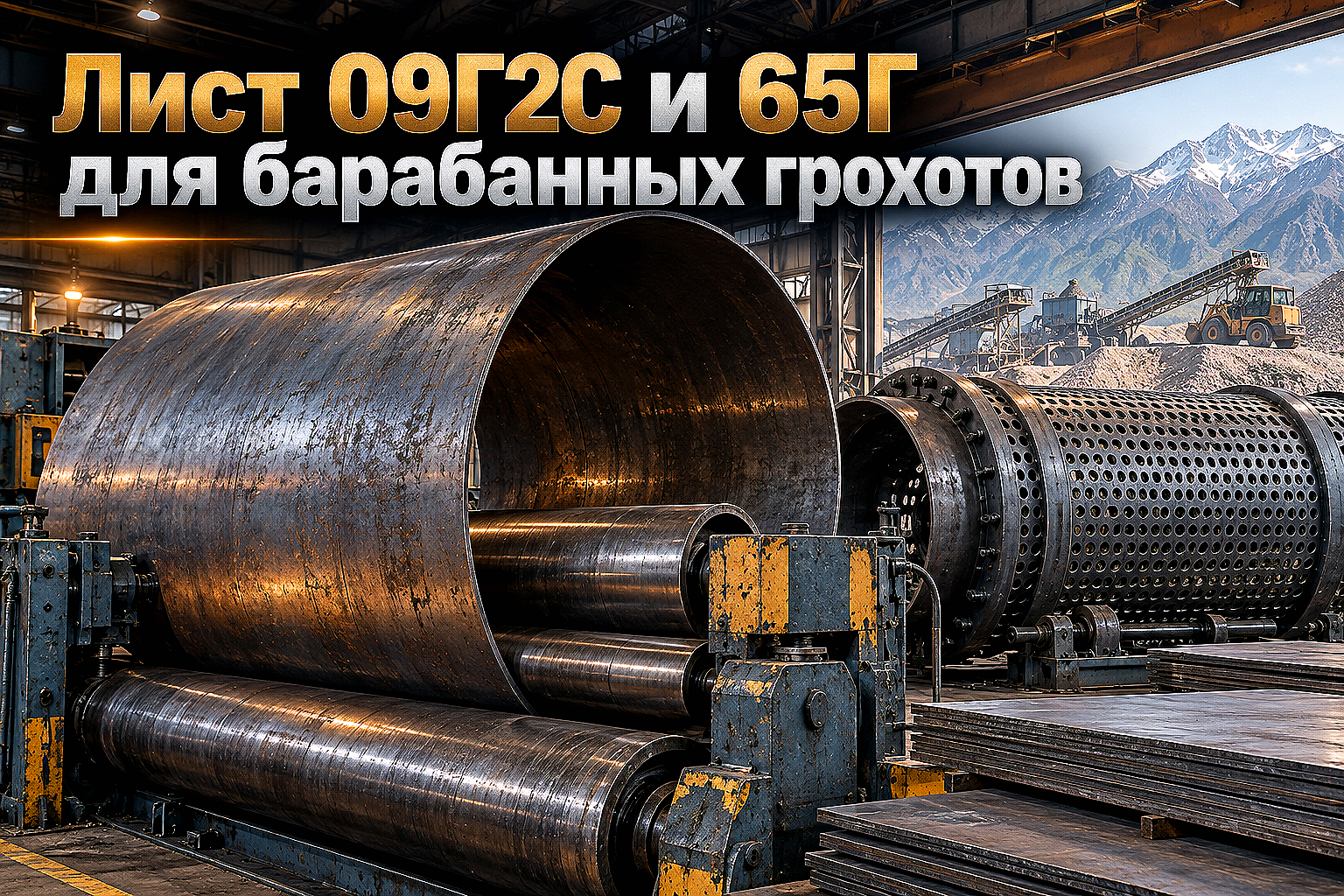Лист горячекатаный для барабанных грохотов (троммелей) и скруббер-бутар: выбор стали 09Г2С, расчет толщины и вальцовка