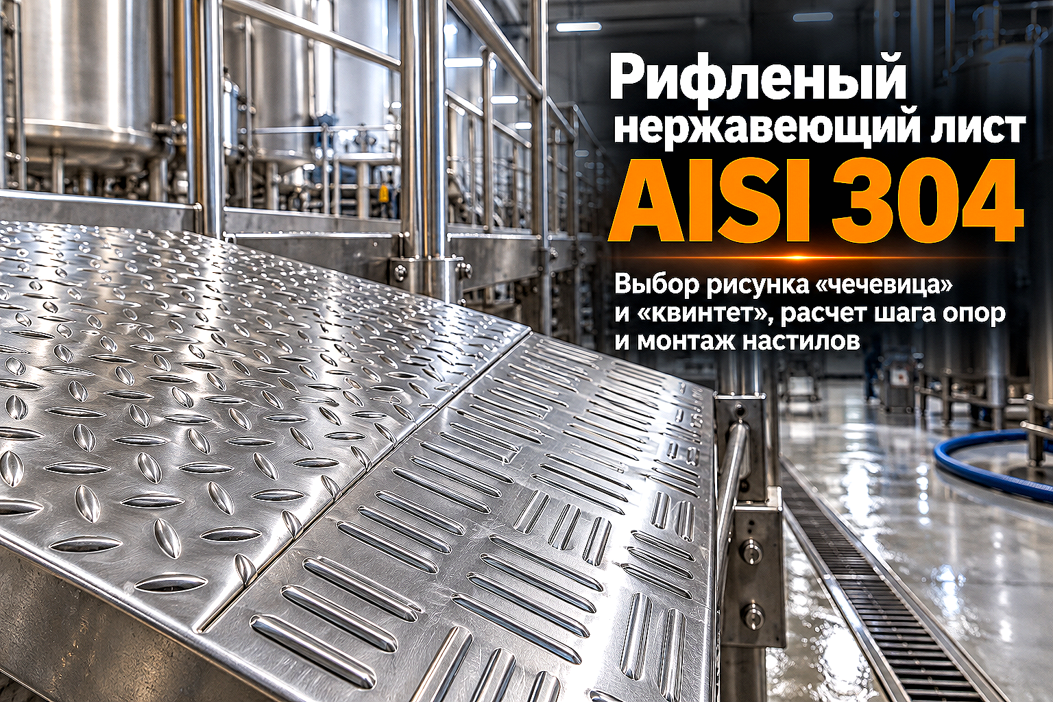 Лист нержавеющий рифленый AISI 304: выбор толщины, рисунка рифления, раскрой и монтаж настилов
