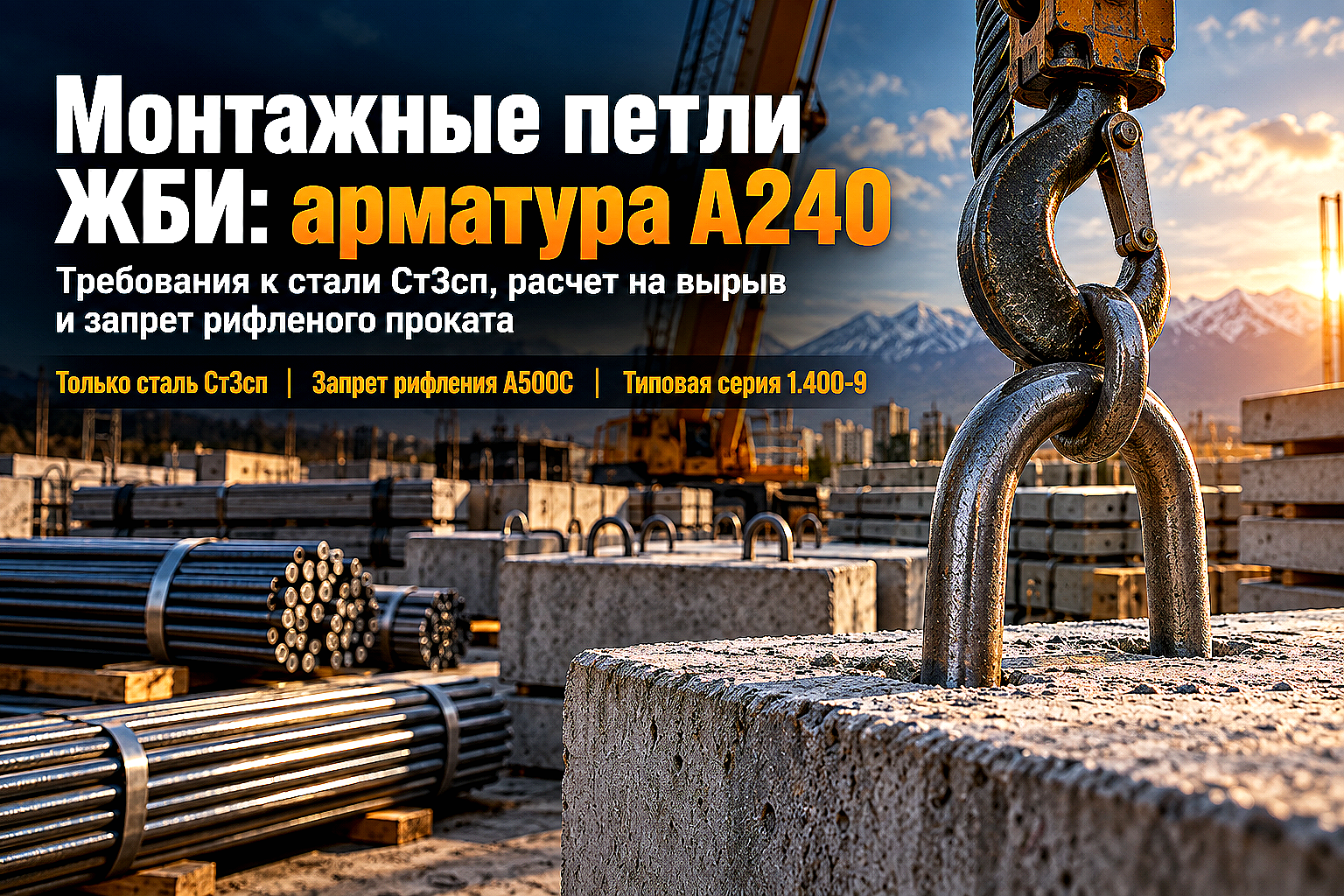 Монтажные петли ЖБИ из гладкой арматуры А240 (А-I): выбор стали Ст3сп, расчет нагрузок и запрет рифленого проката