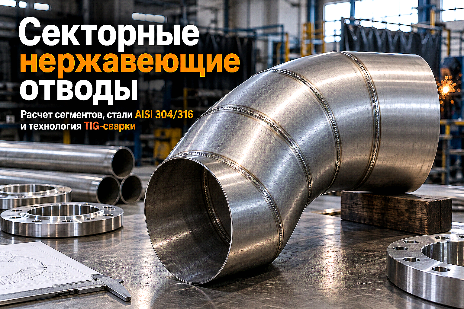 Отводы нержавеющие секторные сварные: выбор стали AISI 304/316, расчет секторов, стандарты и правила сварки