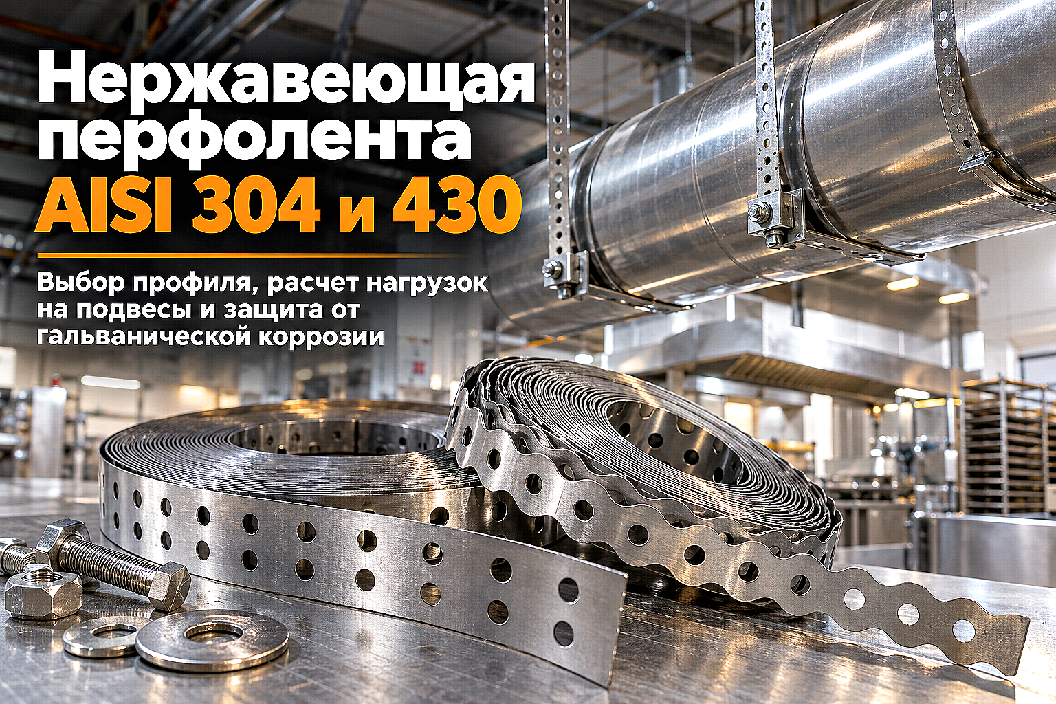 Перфолента нержавеющая монтажная AISI 304 и AISI 430: выбор профиля, расчет нагрузок на подвесы и правила монтажа