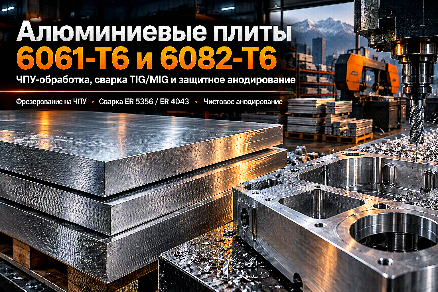 Алюминиевые плиты 6061-T6 и 6082-T6: выбор сплавов, фрезерование на ЧПУ, сварка и анодирование