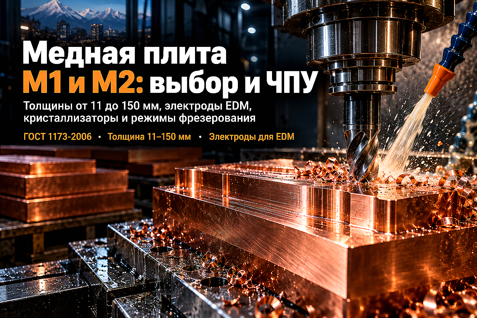 Плита медная М1 и М2: выбор толщины, фрезерование электродов EDM, плит кристаллизаторов и ошиновки
