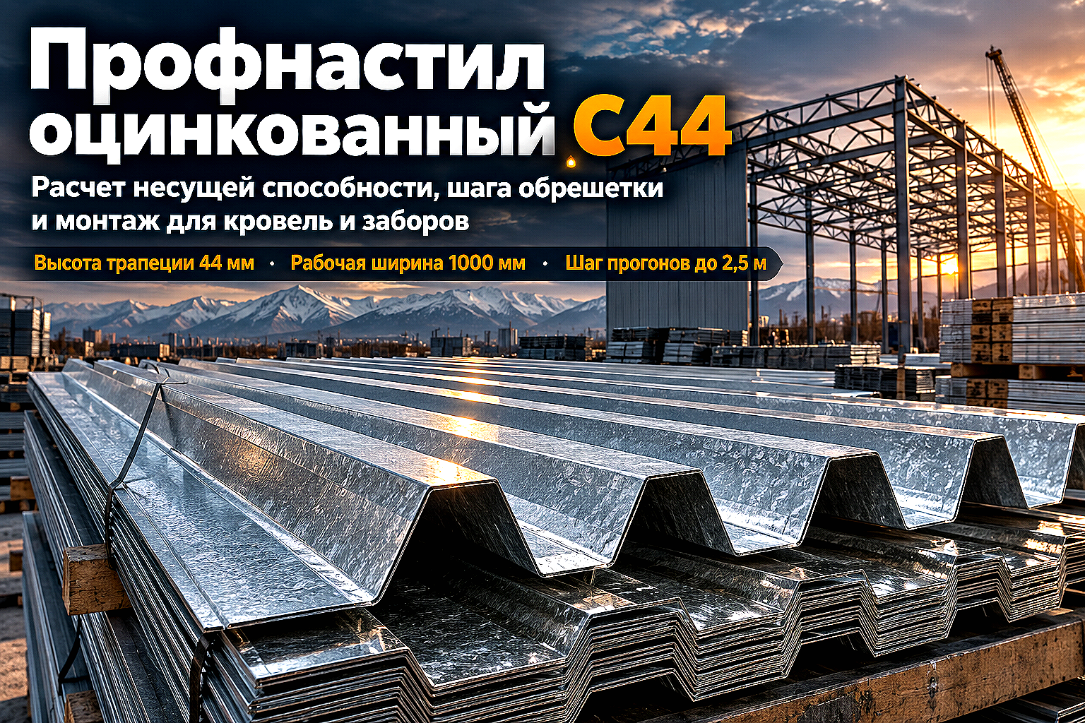 Профнастил оцинкованный С44: технические характеристики, расчет нагрузок и правила монтажа