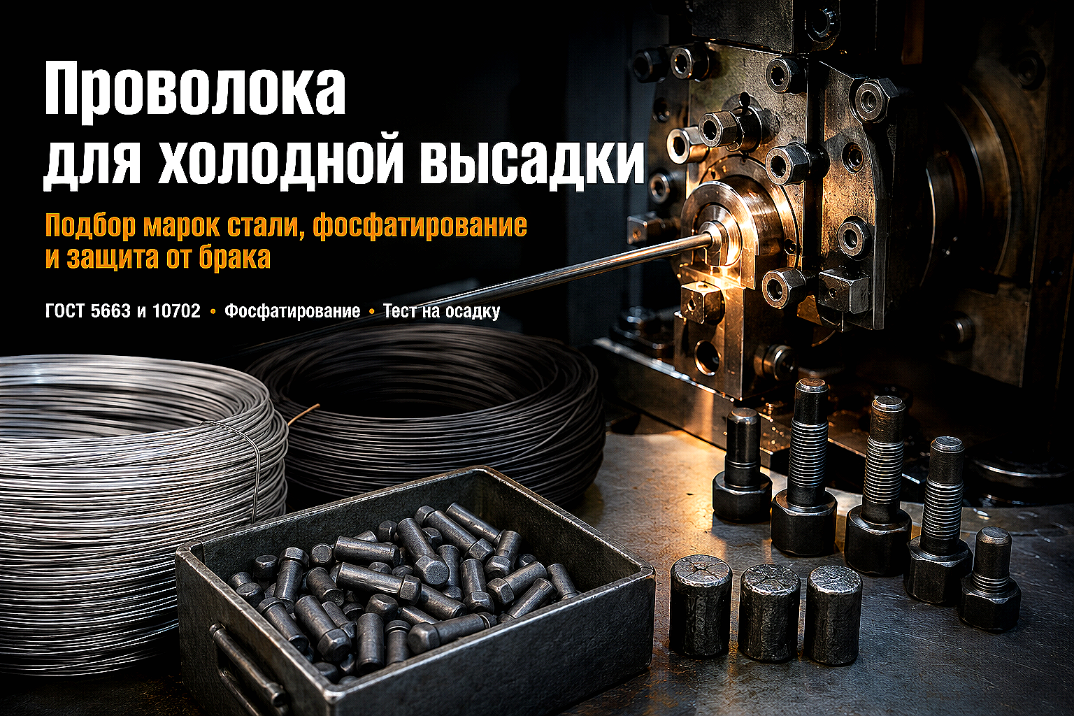 Проволока для холодной высадки: как выбрать марку стали, покрытие и избежать брака при штамповке крепежа