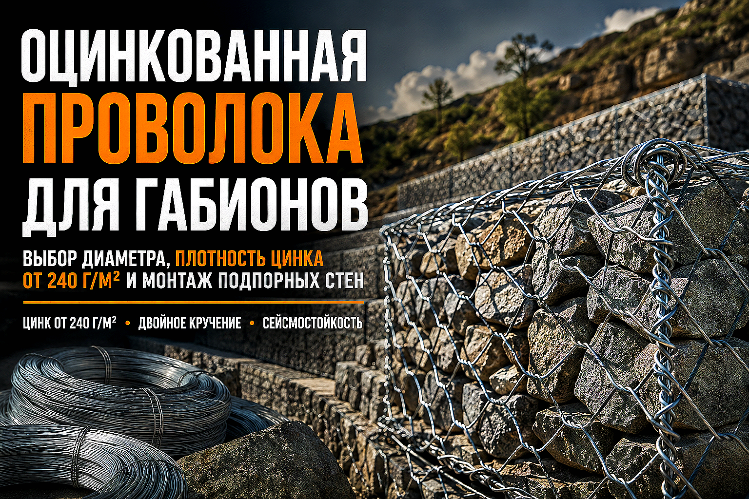 Оцинкованная проволока для габионов: выбор диаметра, цинковое покрытие и укрепление склонов