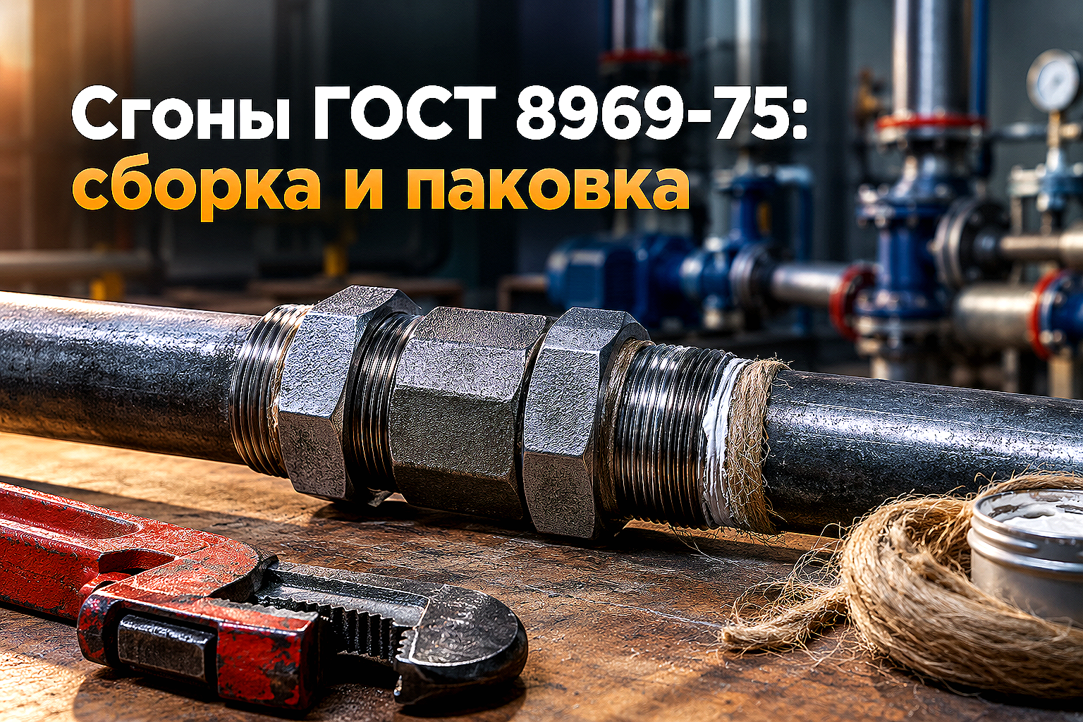 Сгоны стальные в сборе (ГОСТ 8969-75) и муфты ГОСТ 8966-75: выбор типоразмеров, паковка льном и бессварной монтаж