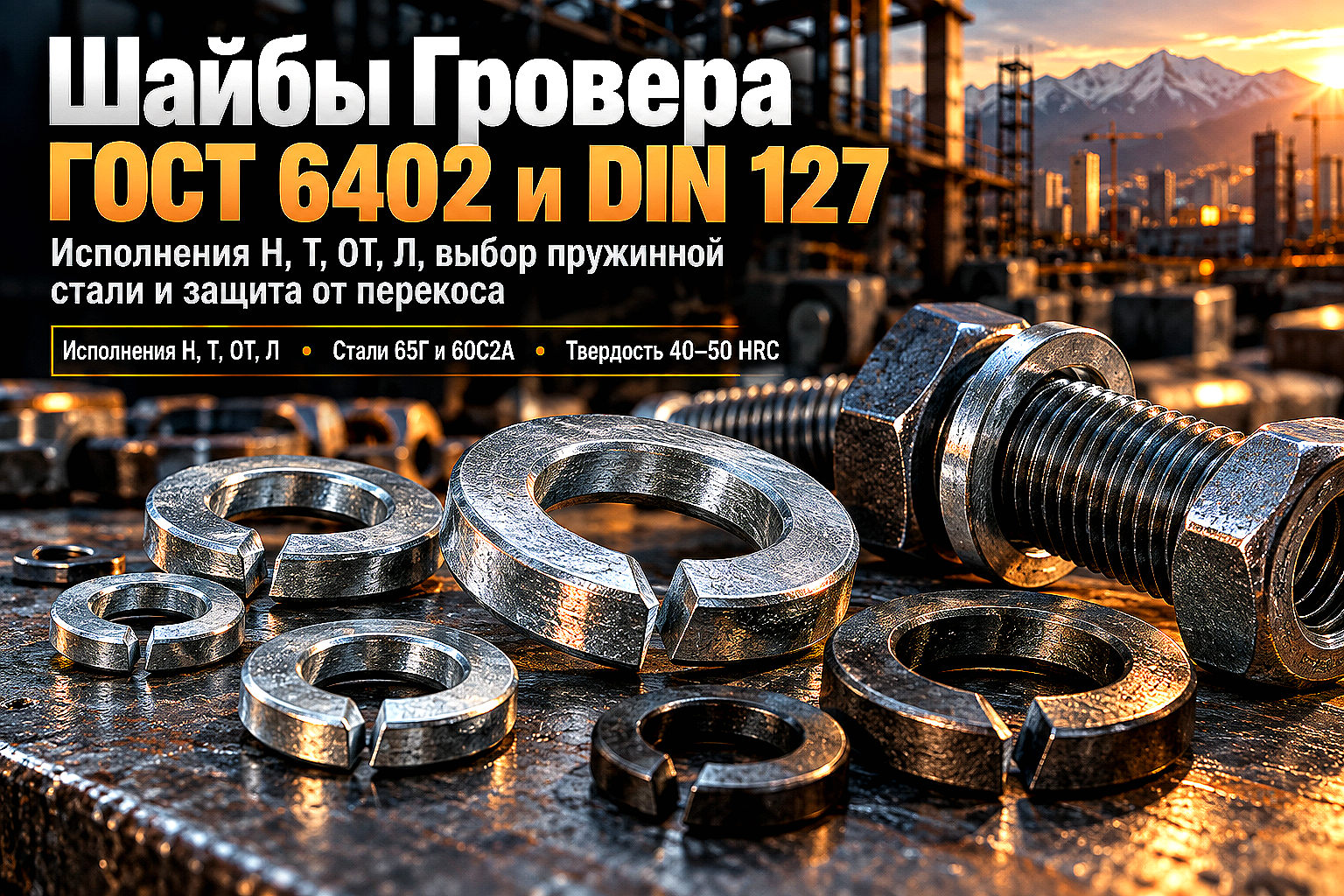 Шайба пружинная гровер ГОСТ 6402-70 и DIN 127: исполнения Н, Т, ОТ, Л, выбор стали 65Г и монтаж без перекосов